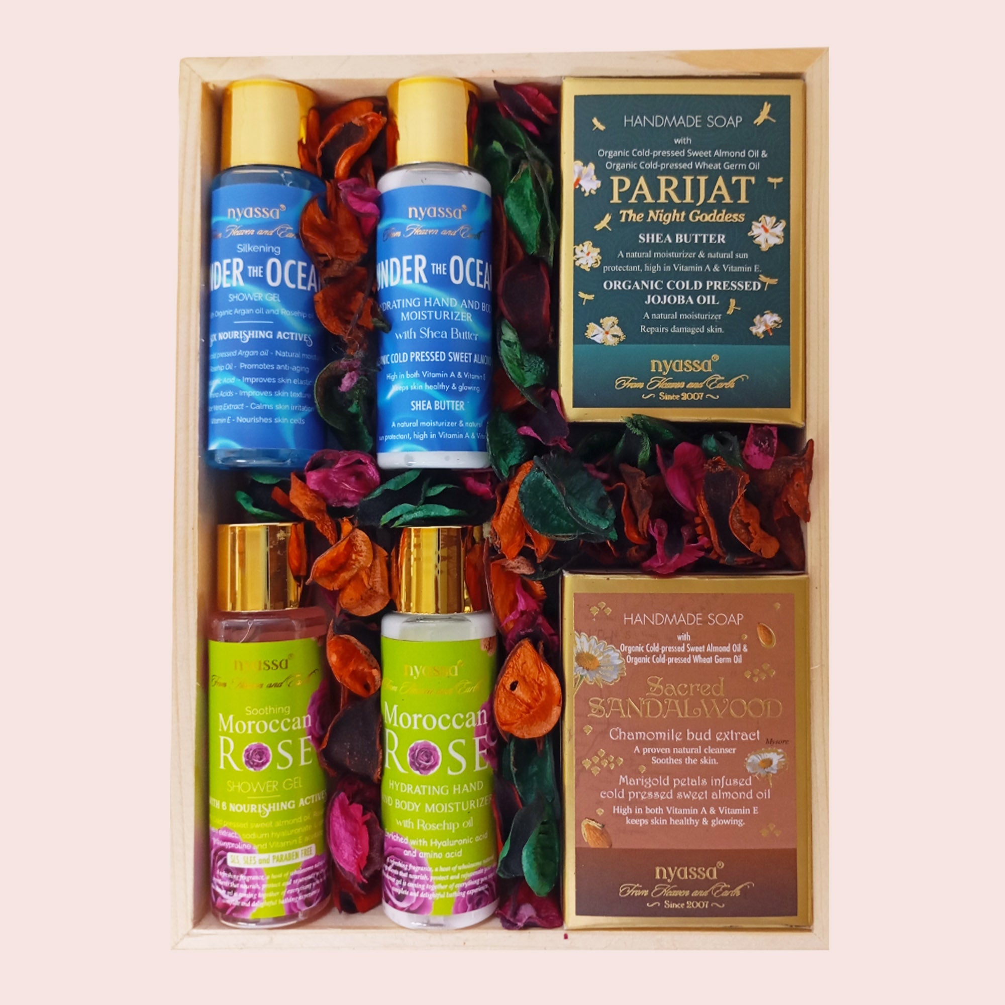Nyassa Scented Serenity Wooden Gift Set 6 pcs