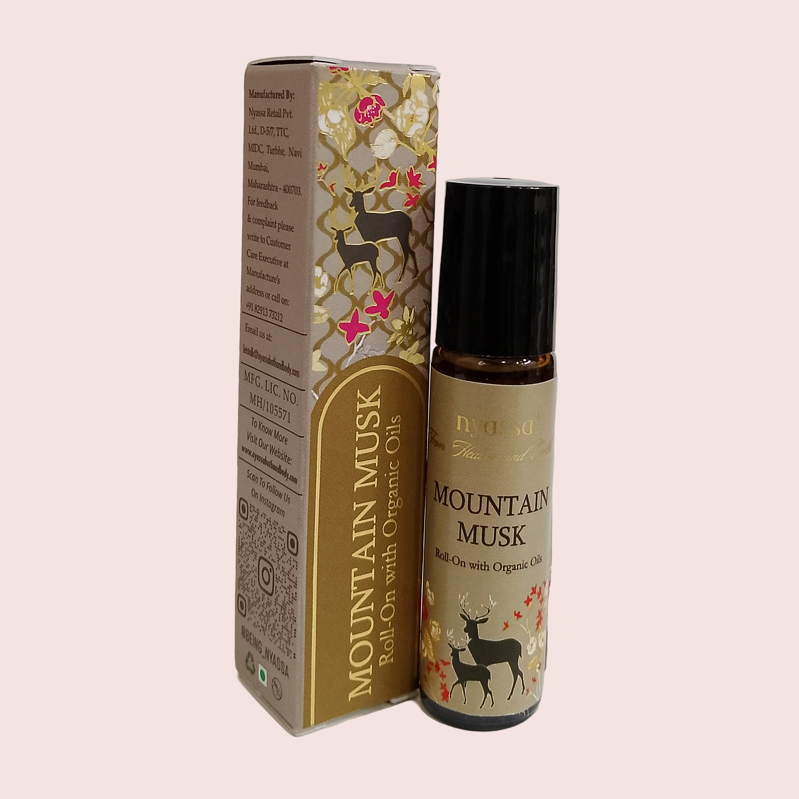 Mountain Musk Roll On with Organic Oils | Organics Cold Pressed Jojoba Oil, Sweet Almond Oil, Fragrance Oil and Vitamin E | 10ml
