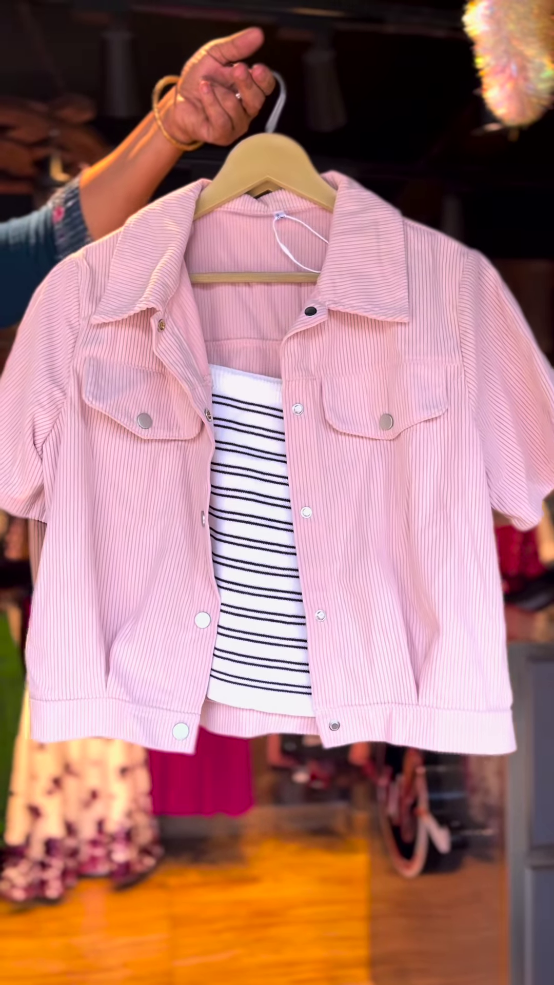 Girls’ Corduroy Jacket & Striped Crop Top Set – 3 Colors | Casual Trendy Outerwear Combo for Teens