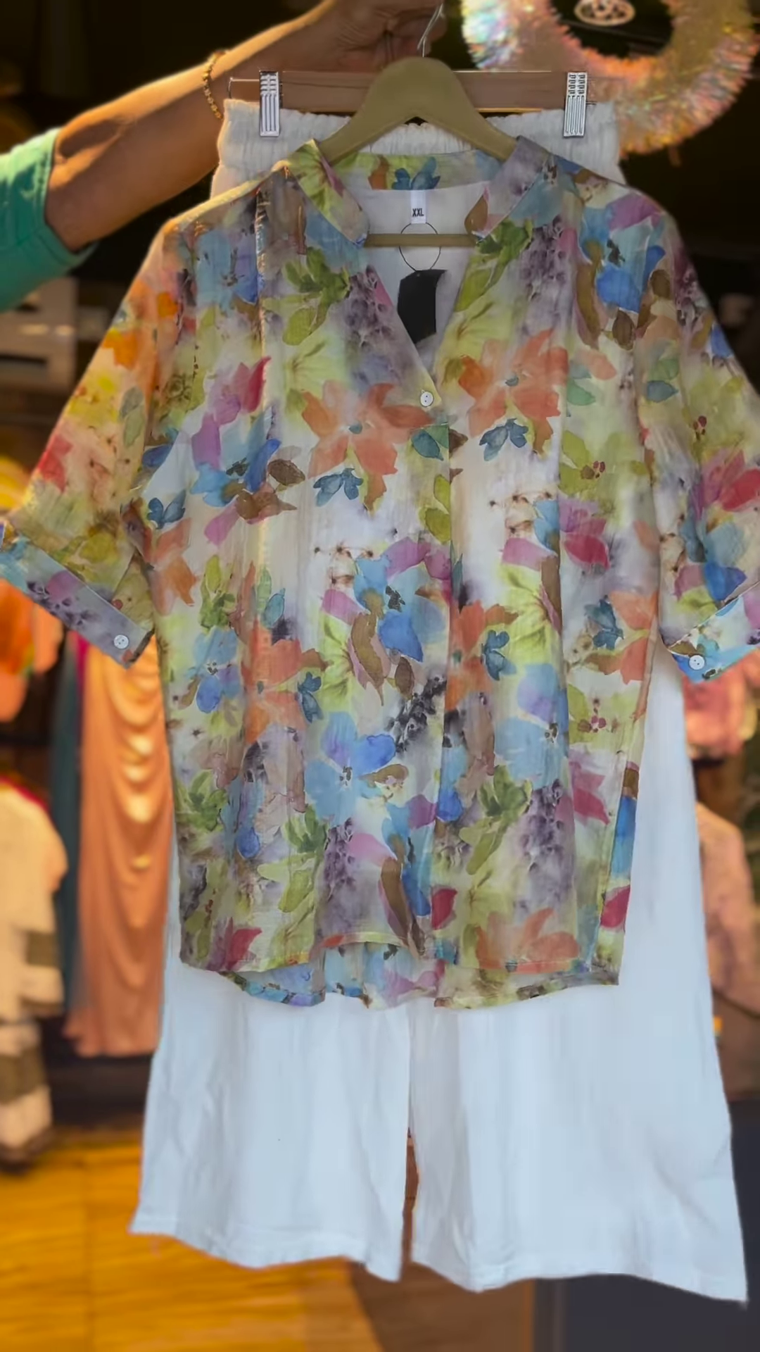 Girls’ 2-Piece Pastel Floral Co-ord Set – Button-Up Shirt & White Shorts | Easy Breezy Summer Style