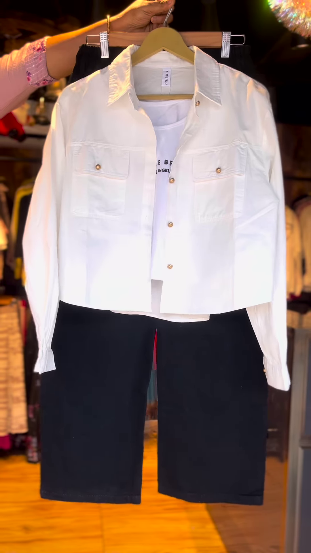 Girls’ Black & White Co-ord Set – Utility Shirt, Printed Tee & Culotte Pants | Everyday Street Style