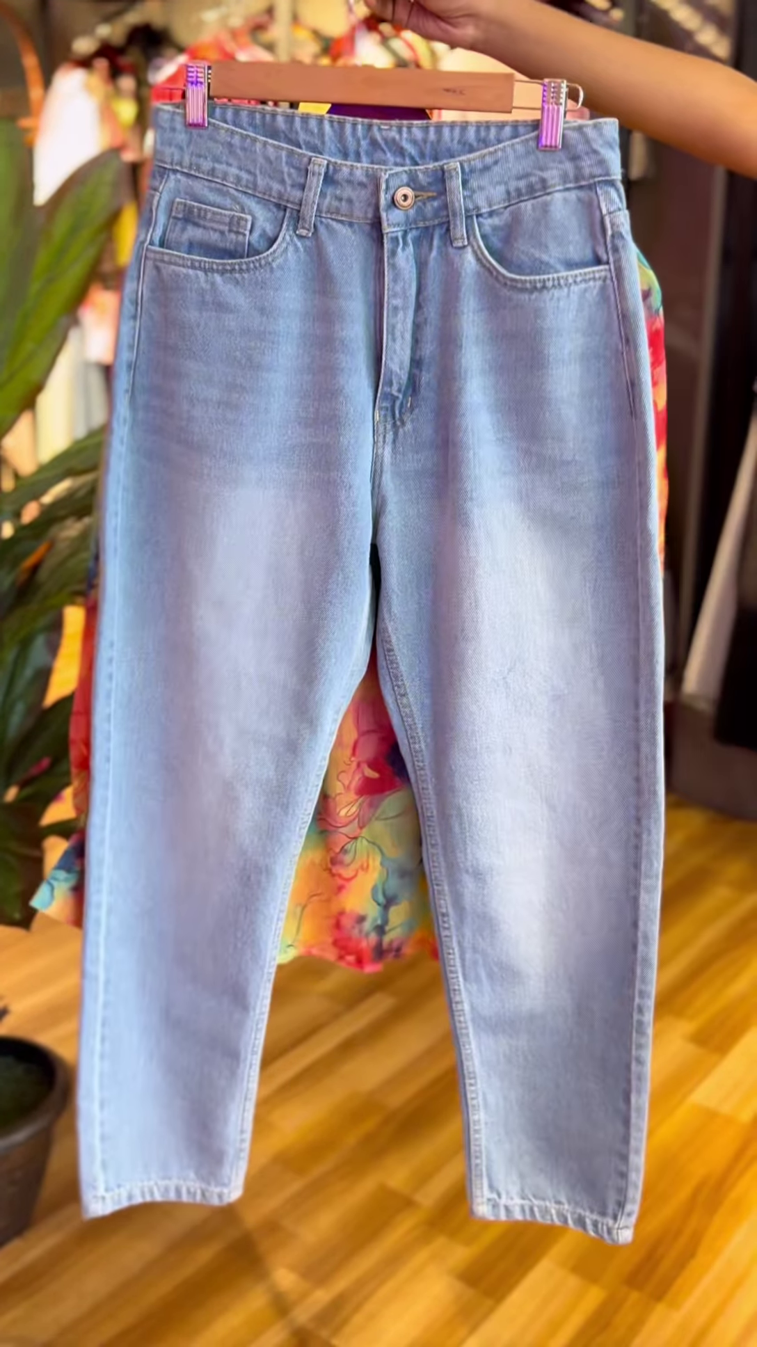 Rainbow Bloom Shirt Co-ord with Powder Blue Crop Top & Denim Culottes