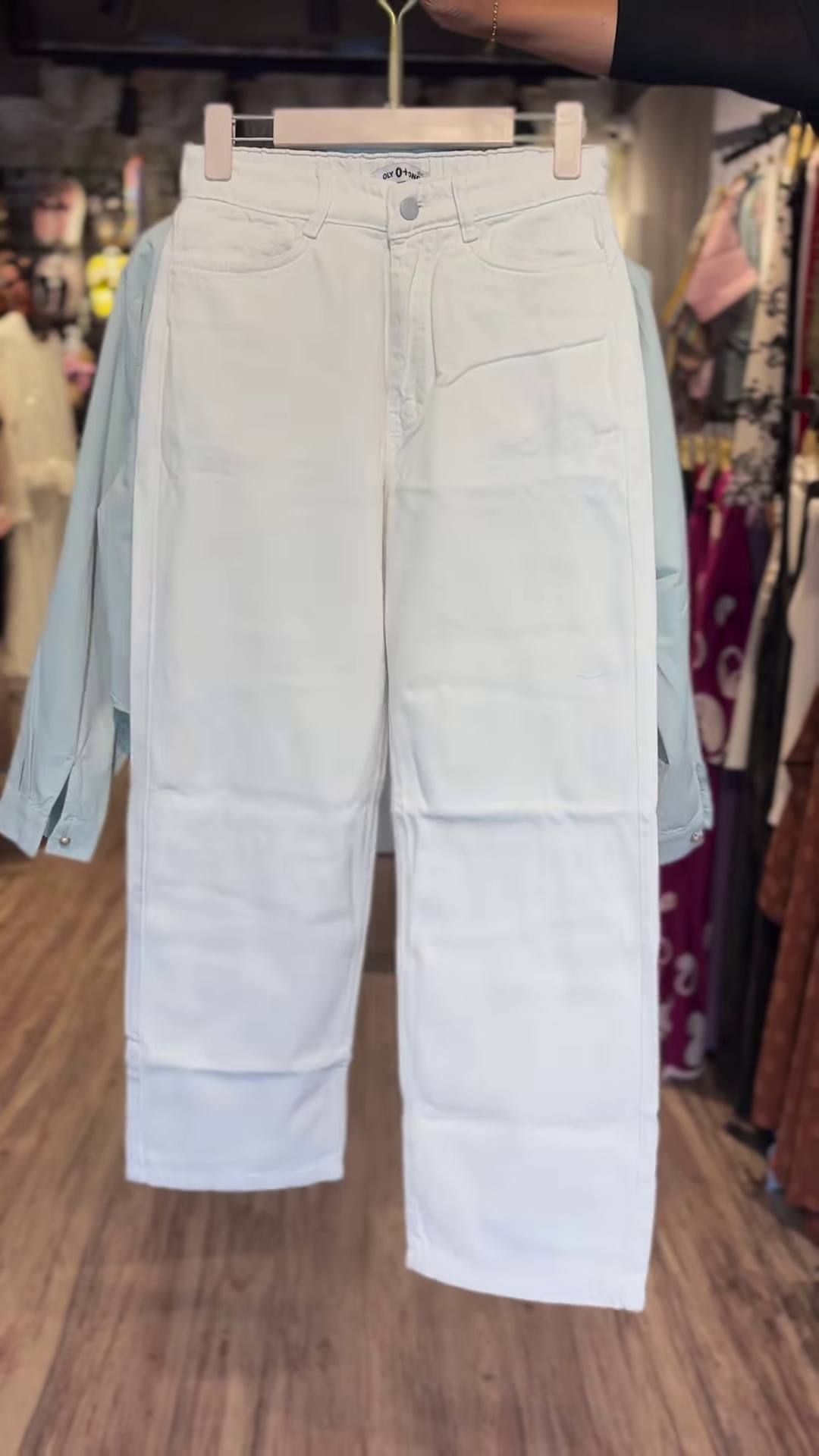 Powder Mint Utility Shirt Co-ord with Graphic Tee & White Wide-Leg Pants