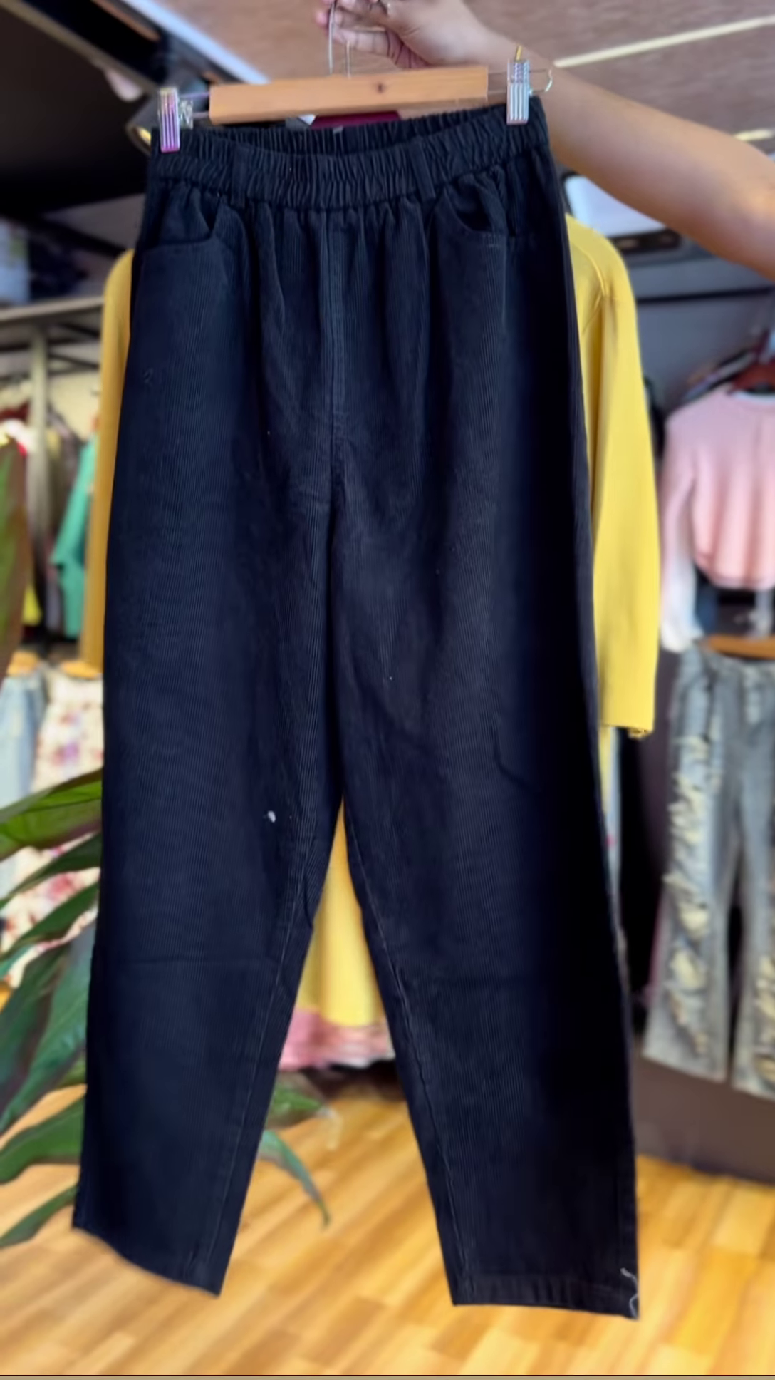 Mustard Yellow Polo Neck Floral Top with Black Pants – Casual Chic Two-Piece Set for Everyday Elegance