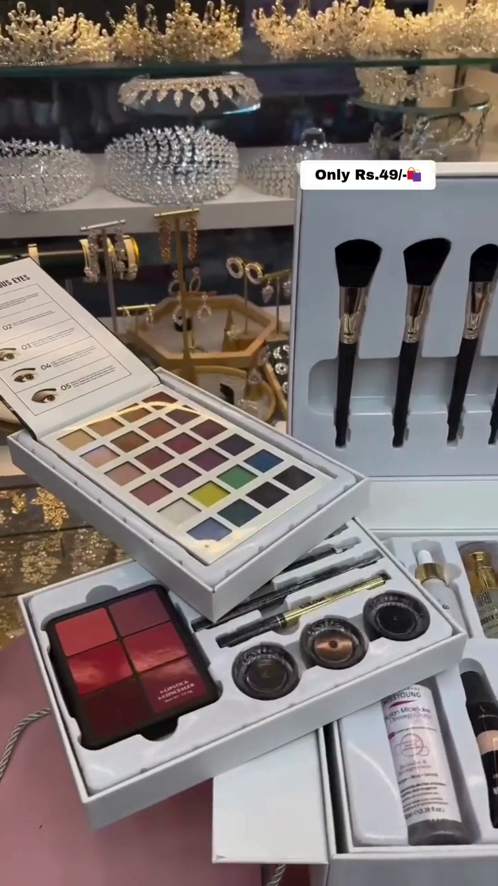 All-in-One Premium Makeup Kit with Brushes, Lipsticks, Eyeshadows, Foundations, Nail Polishes, Blush, Highlighters, Skincare Essentials, and Accessories for Professional and Personal Use