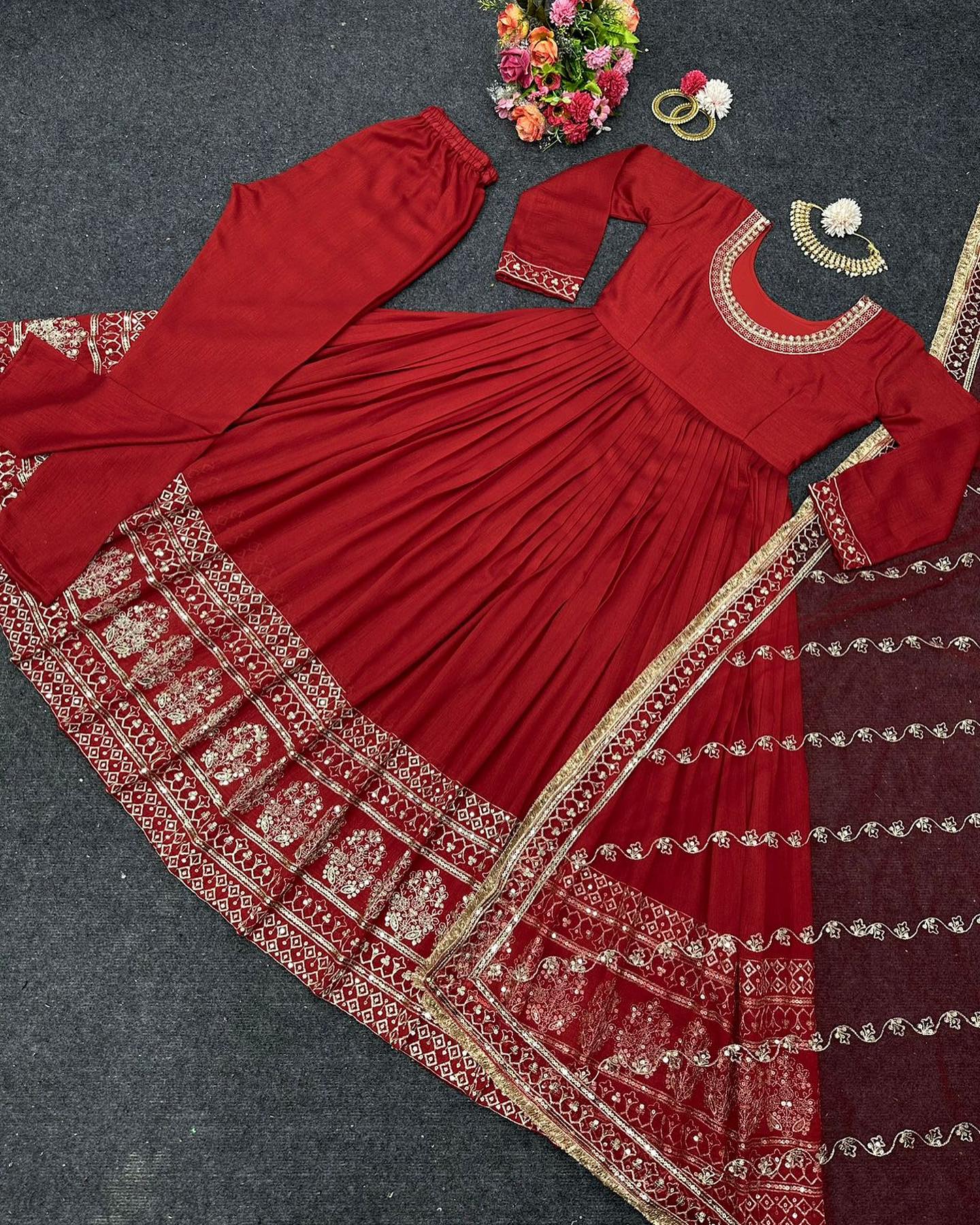 Looking For This Same Colour Beautiful Designer Suit On Vanilla Silk With Inner And Thred With Sequnce Work And Pent On Crep Febric