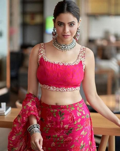 Magenta colore Bollywood Style Designer Saree Party Wear Saree Embroidery Work Ruffle Saree Wedding wear saree