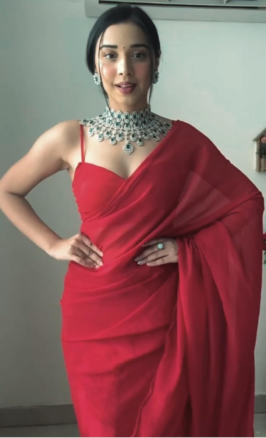 Ready To Wear Saree In Premium Georgette Red