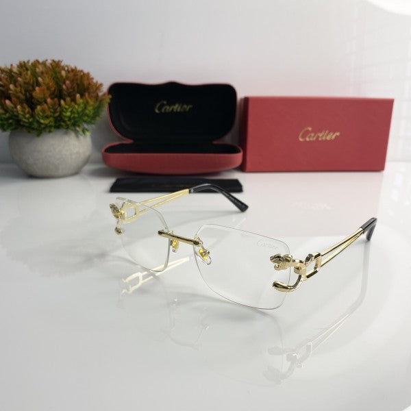 Cartierr Gold and White Unisex Sunglasses