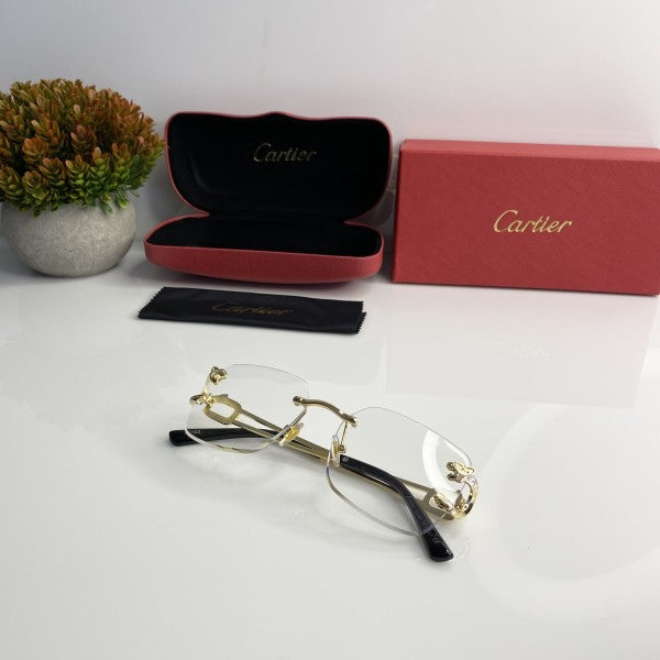 Cartierr Gold and White Unisex Sunglasses