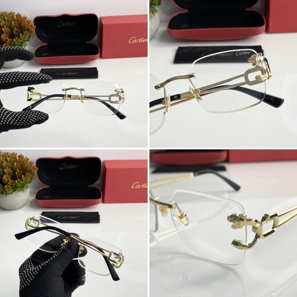 Cartierr Gold and White Unisex Sunglasses