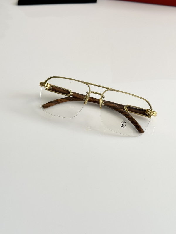 Cartierr Wooden Half Frame EyeGlass Sunglasses