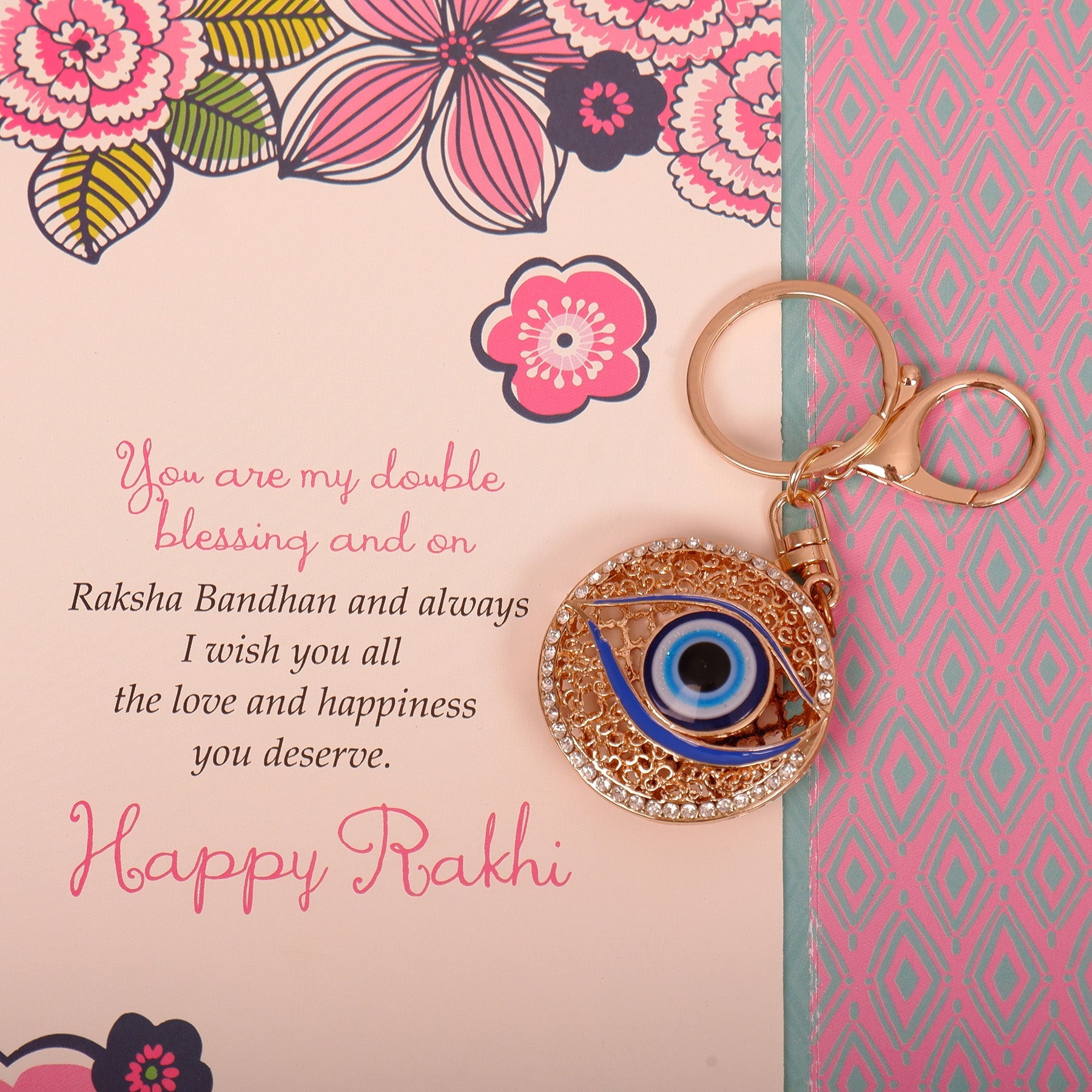 Beautiful Evil Eye Keychain With Greeting Card