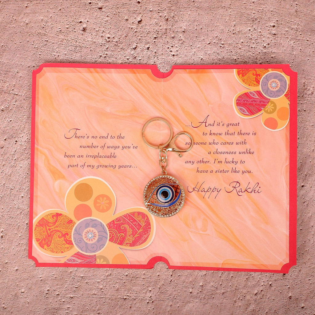 Beautiful Evil Eye Keychain With Sister Greeting Card