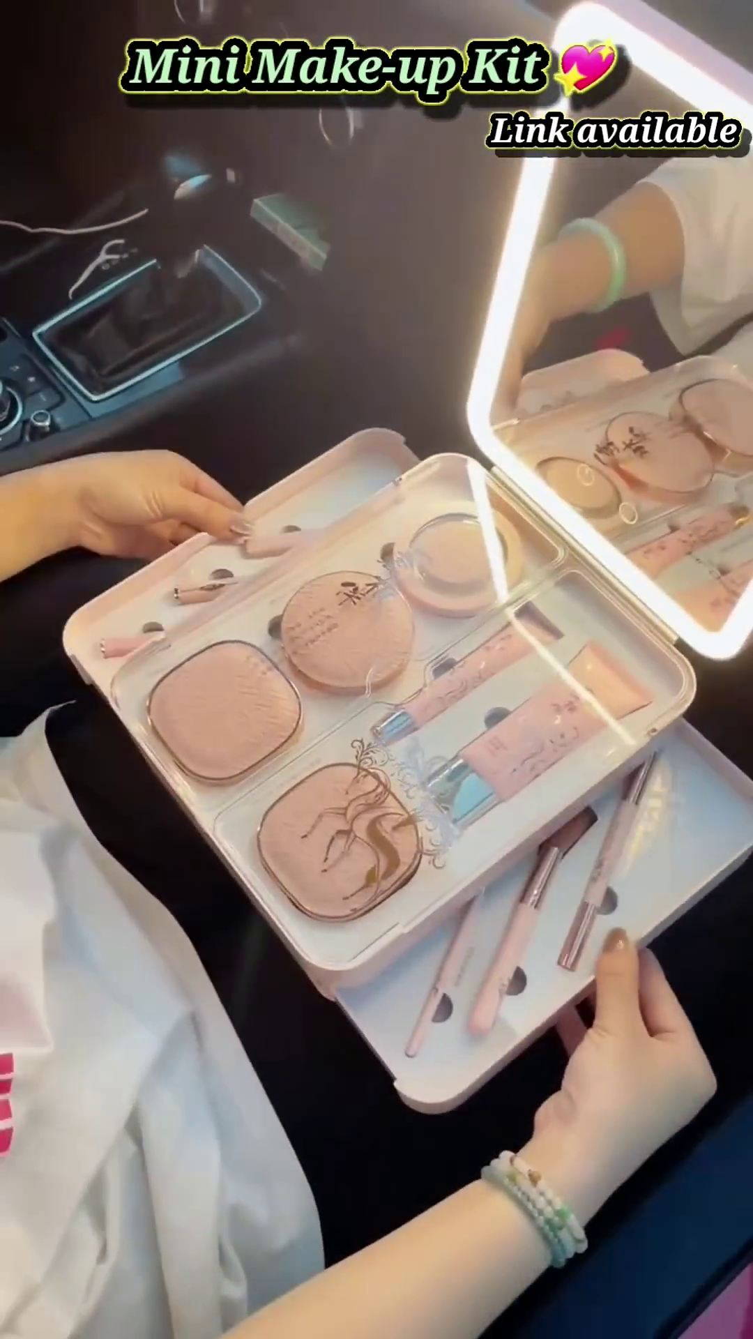 ompact Mini Makeup Kit with Built-in Mirror, Essential Cosmetics, Brushes, and Portable Design for On-the-Go Beauty Touch-Ups