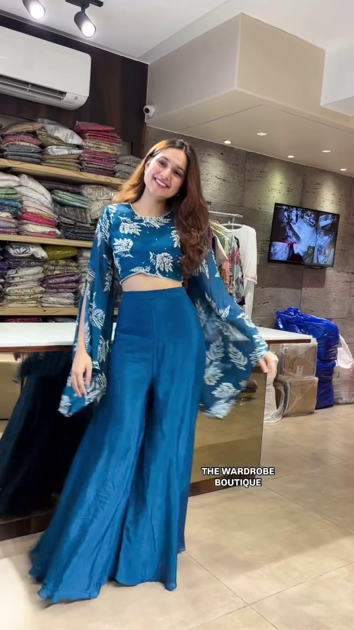 Modern Western Wear Collection Featuring Chic Co-ord Sets with Flowy Palazzo Pants and Printed Crop Tops