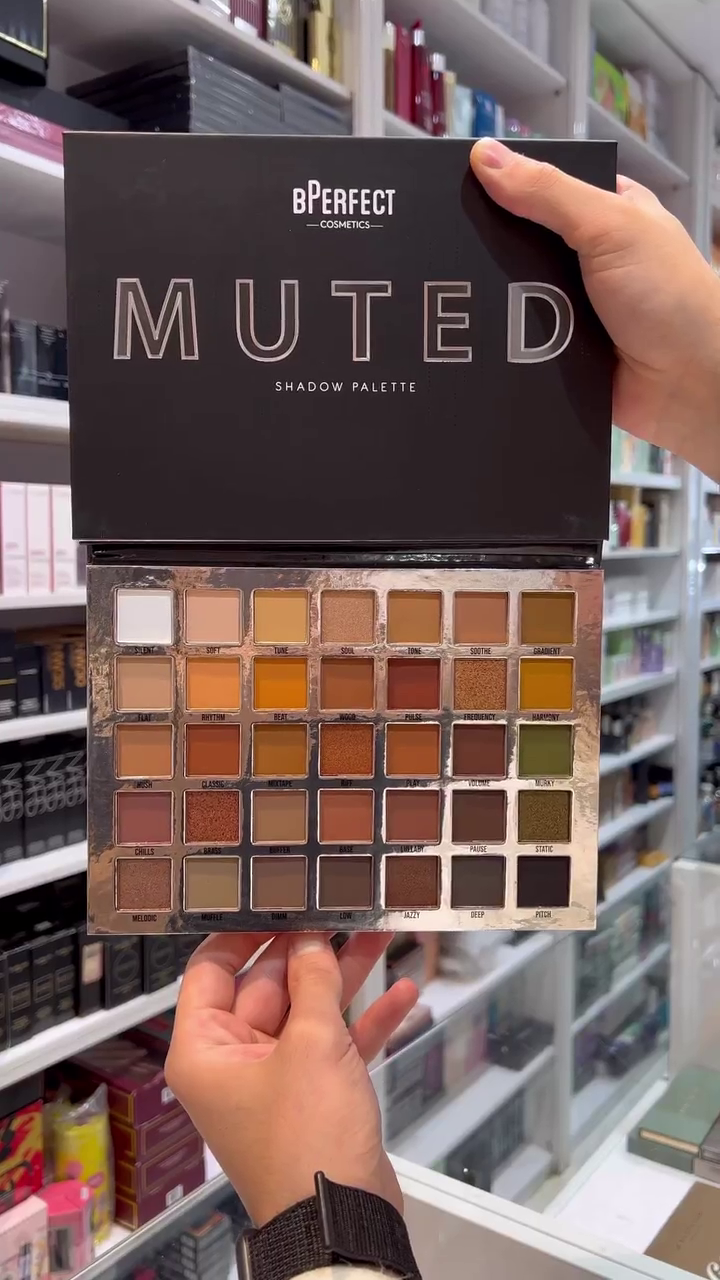 Muted Tones Eyeshadow Palette with Warm Neutrals, Browns, and Greens for Versatile and Subtle Makeup Looks