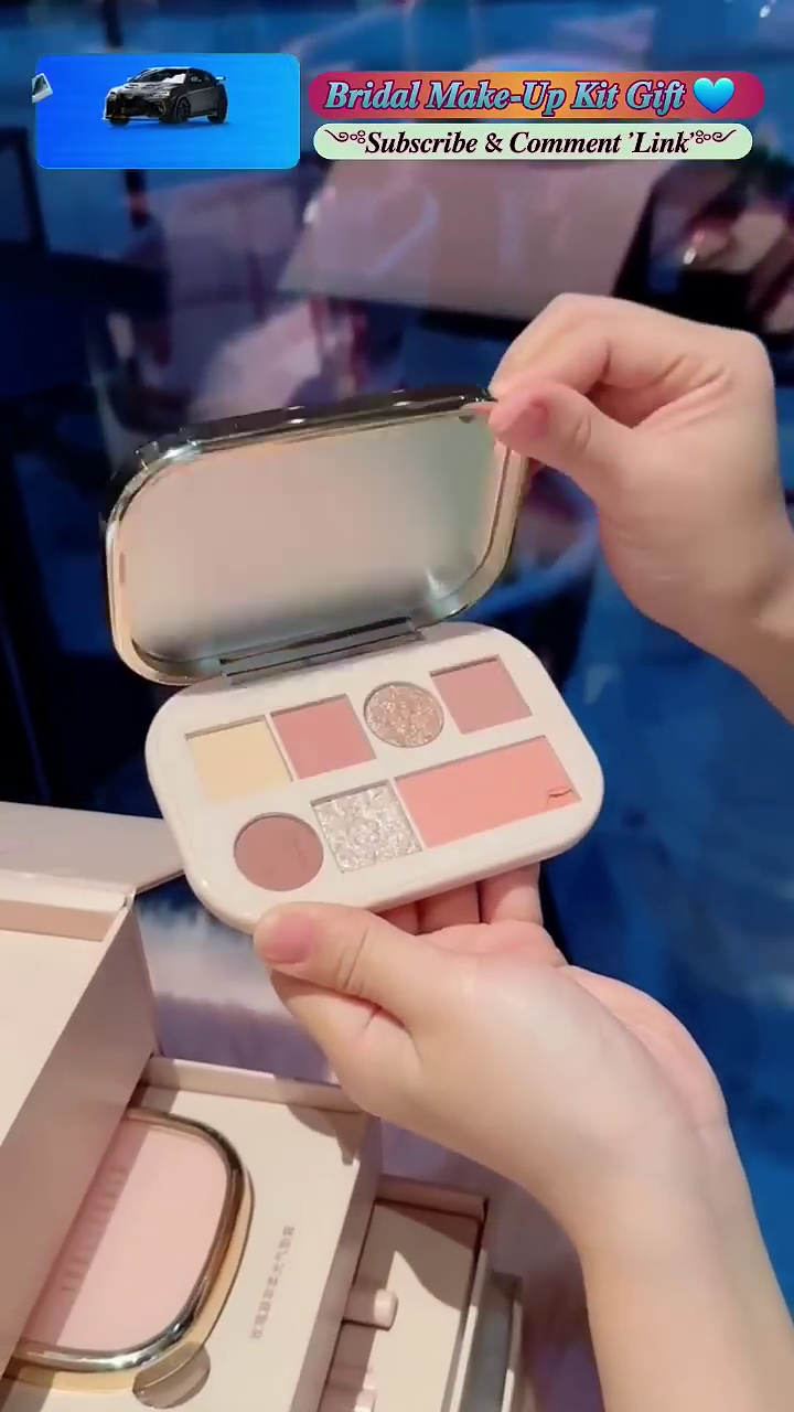 Luxury Bridal Makeup Kit with LED Heart Mirror, Complete All-In-One Cosmetics, Brushes, and Storage for Perfect Wedding Glam