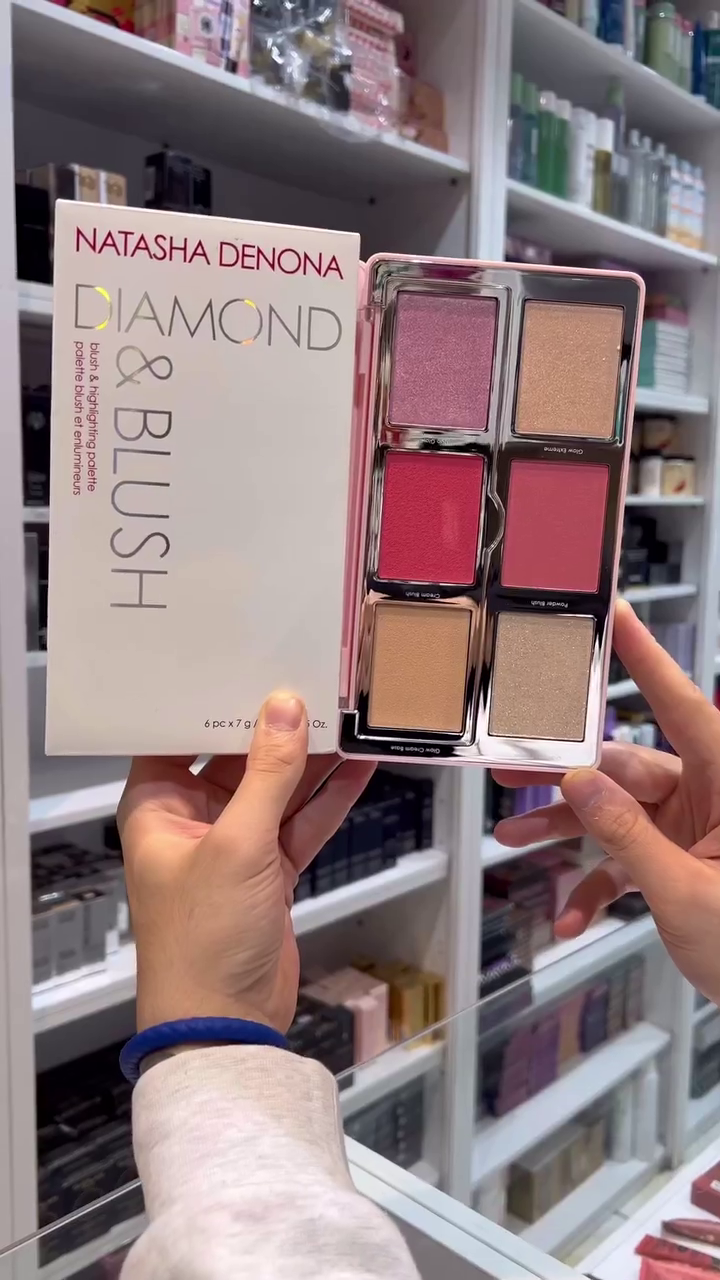 Natasha Denona Diamond & Blush Palette with Vibrant Blush Shades and Illuminating Highlighters for a Glowing Finish