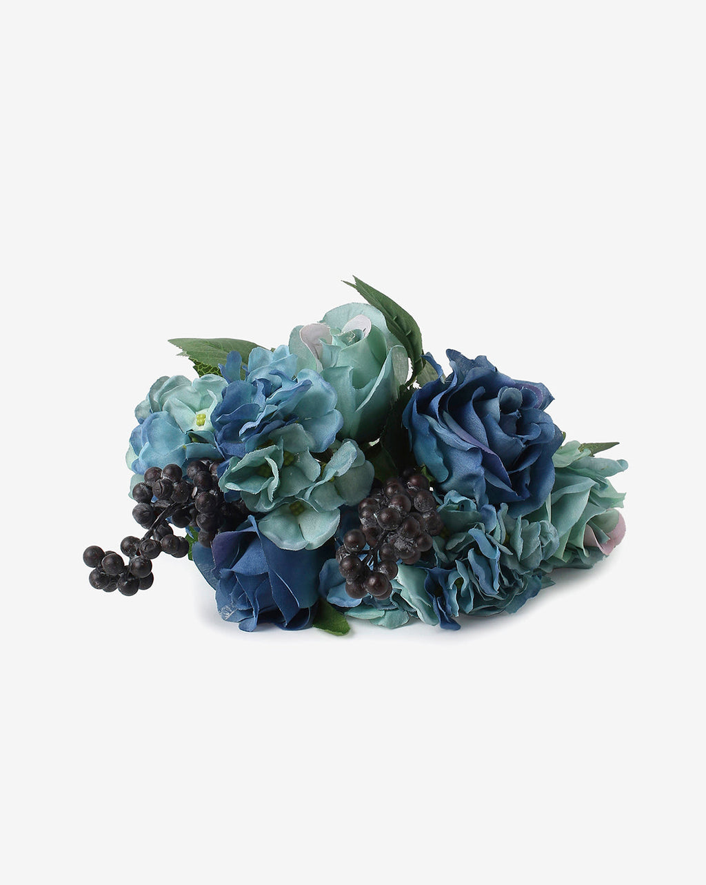 Blue & Aqua Rose Faux Decorative Flower Bouquet | Pack Of 6