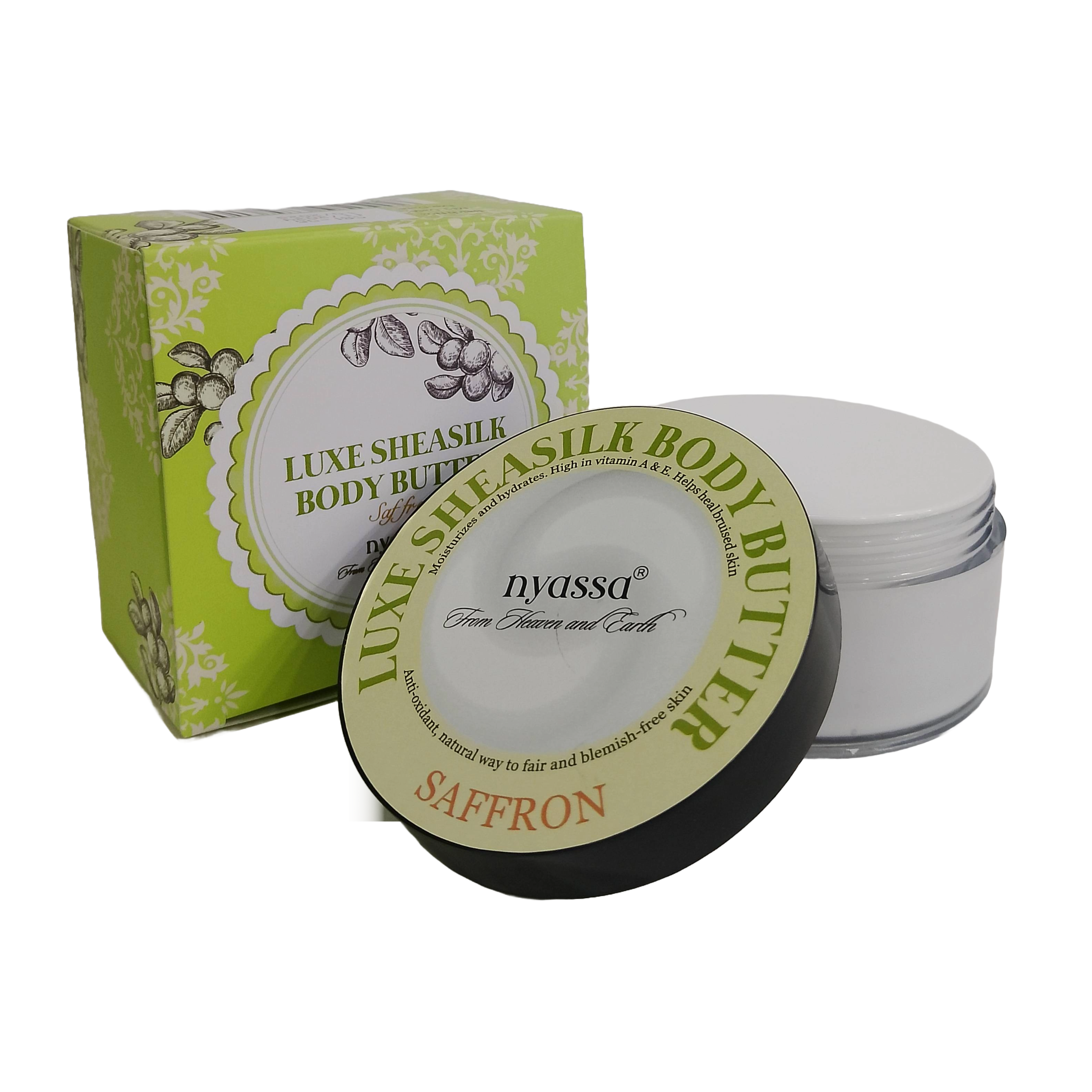 Luxe Sheasilk Body Butter Saffron 100gm | Enriched with Shea Butter, Vitamin A & E for both Women and Men | Shea Butter Moisturizer | Non-Sticky for All Skin Types (100gm)