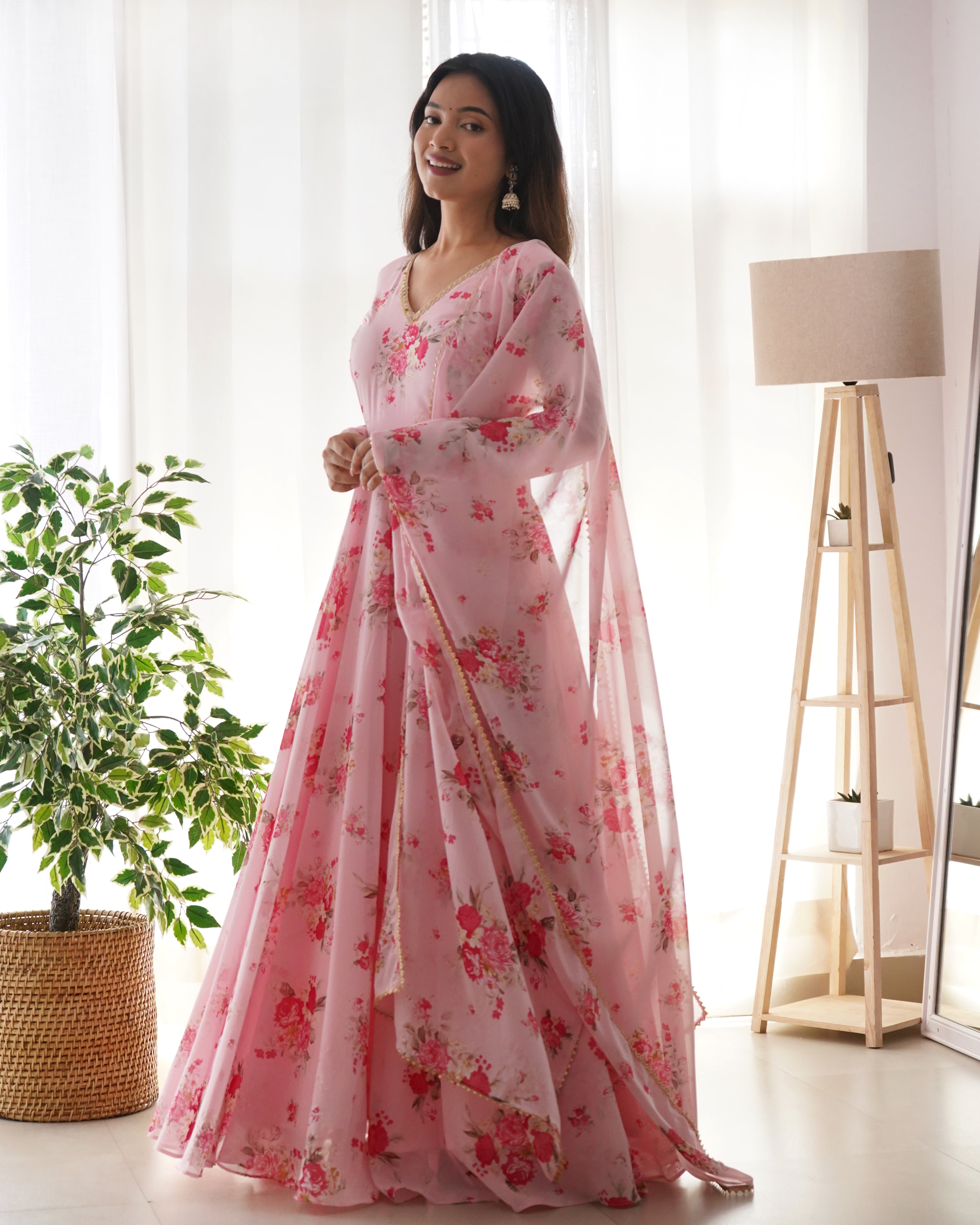 Party Wear Fox Georgette With Digital Printed Maxi Gown