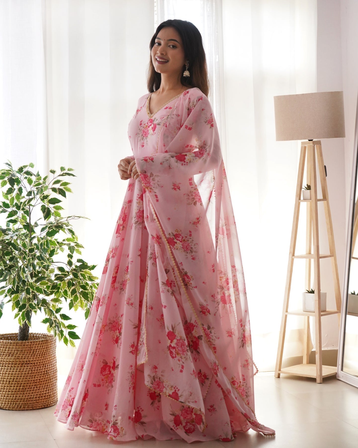 Party Wear Fox Georgette With Digital Printed Maxi Gown