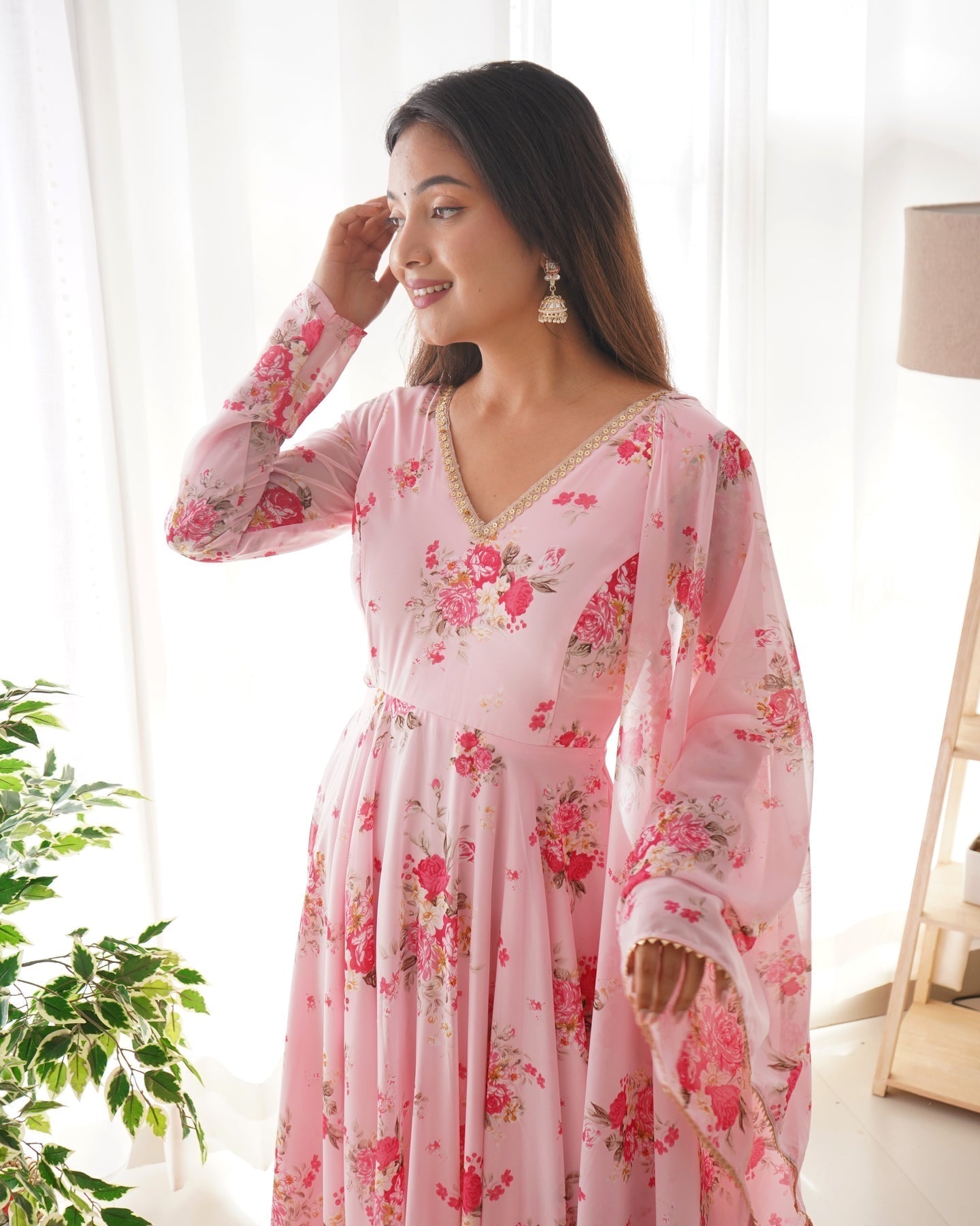 Party Wear Fox Georgette With Digital Printed Maxi Gown