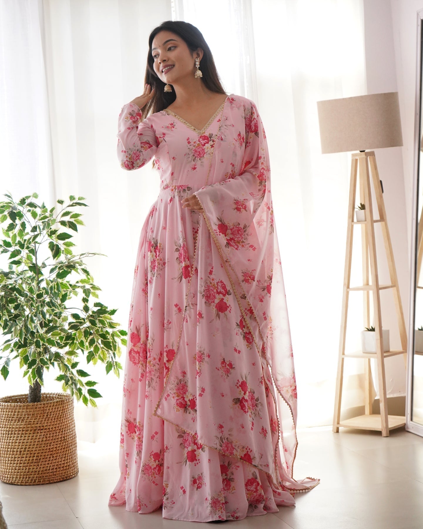 Party Wear Fox Georgette With Digital Printed Maxi Gown