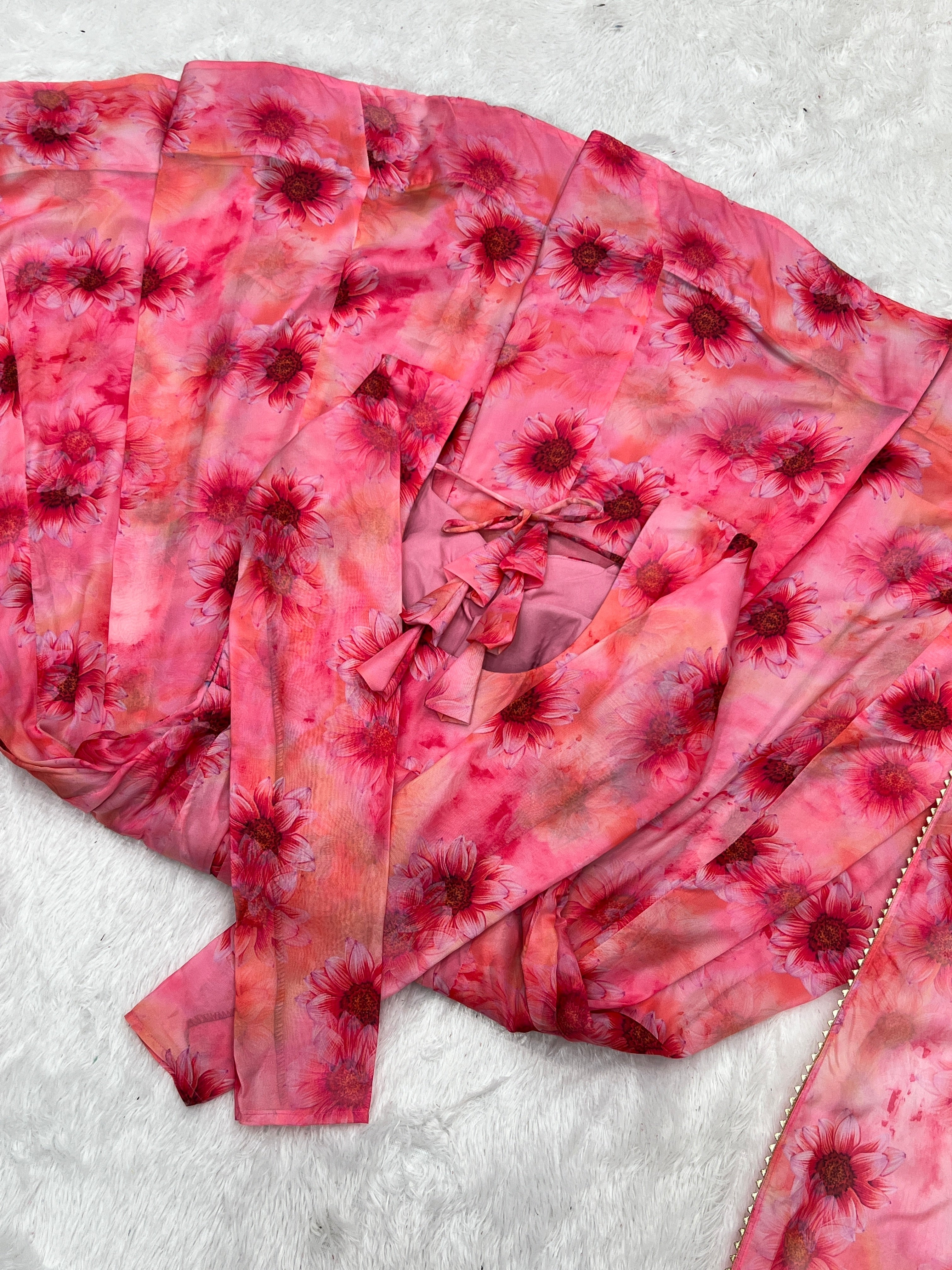 Organza Silk Reception Salwar Kameez In Pink And Majenta With Printed Work
