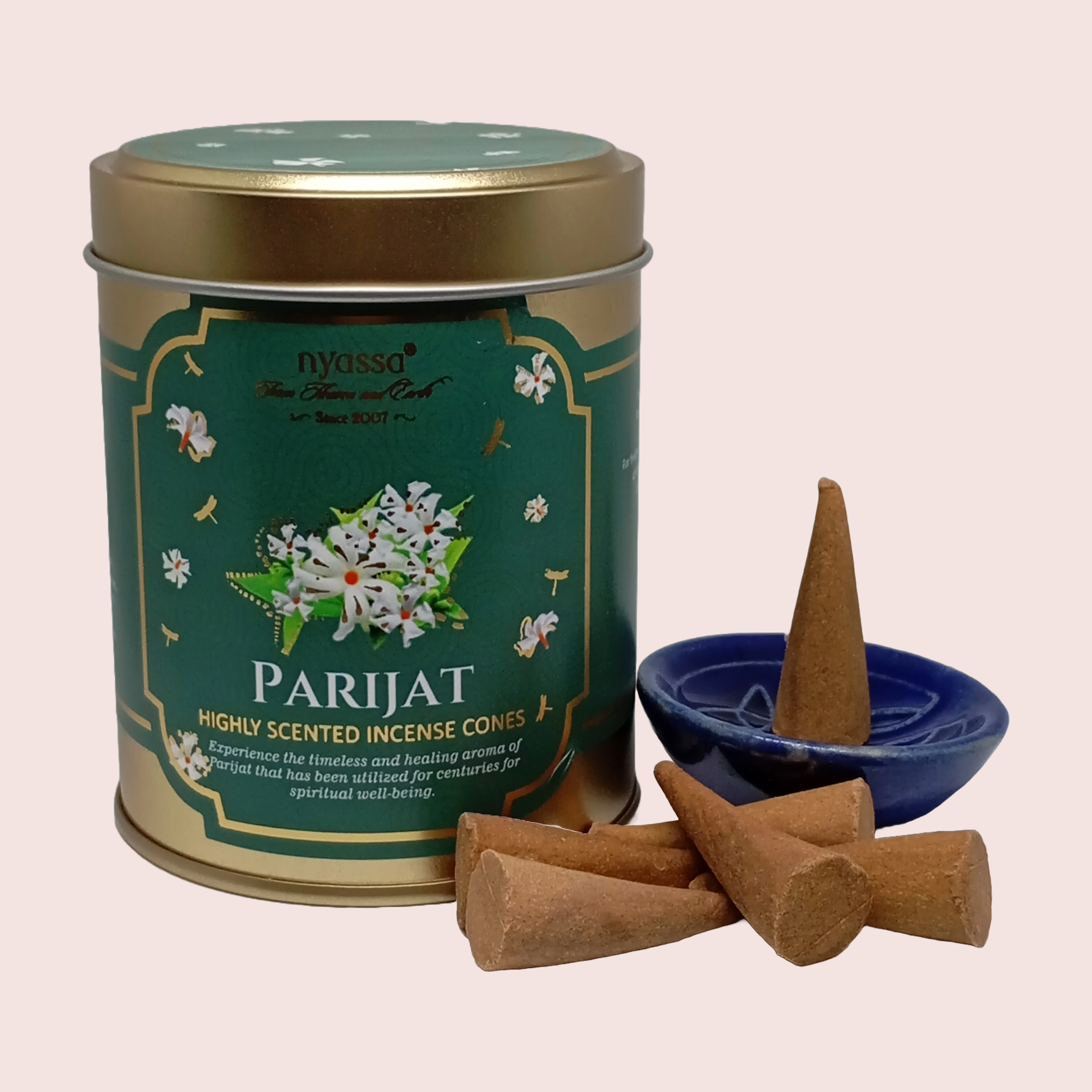 Parijat Highly Scented Incense Cone in Tin Box 100gm (Approx. 40 Cones)