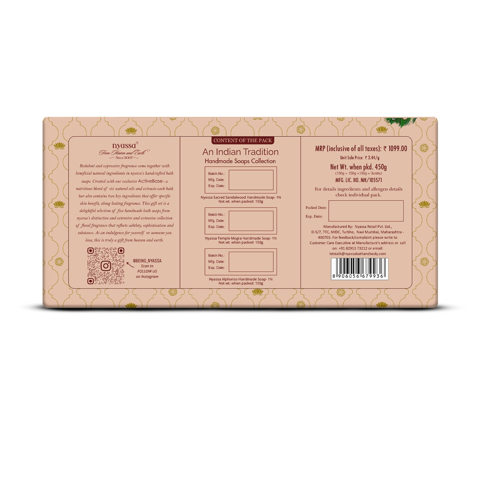 An Indian Floral Garden Gift set 3x150gm Natural Handmade Soap
