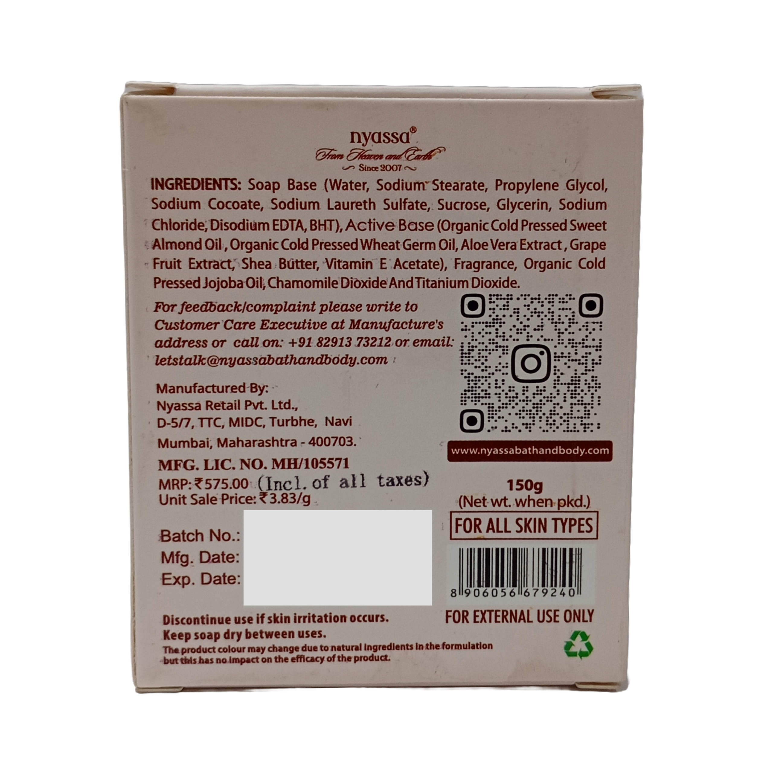 Jasmine Tea Blossom Handmade Soap 150gm
