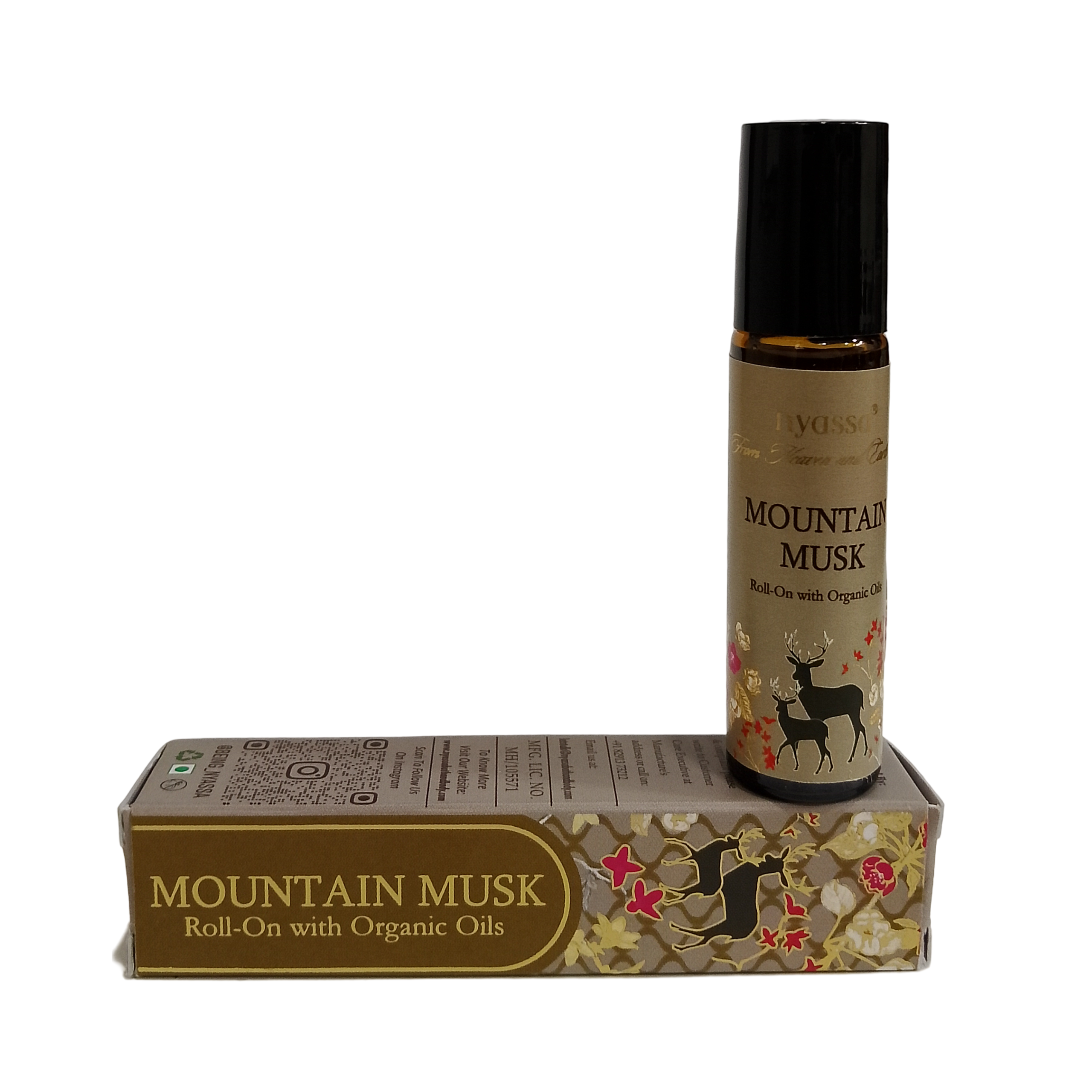 Mountain Musk Roll On with Organic Oils | Organics Cold Pressed Jojoba Oil, Sweet Almond Oil, Fragrance Oil and Vitamin E | 10ml