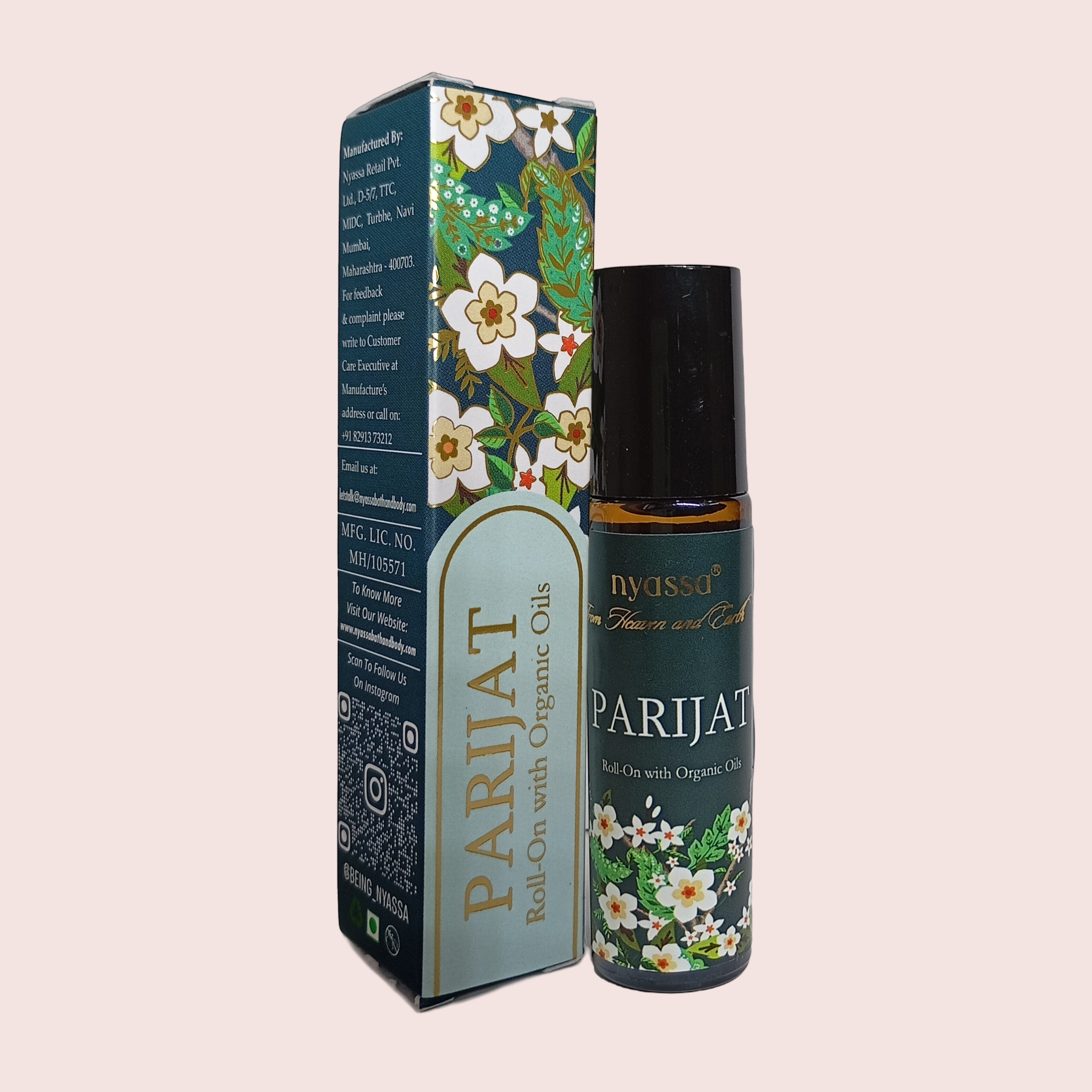 Parijat Roll On with Organic Oils | Organics Cold Pressed Jojoba Oil, Sweet Almond Oil, Fragrance Oil and Vitamin E | 10ml