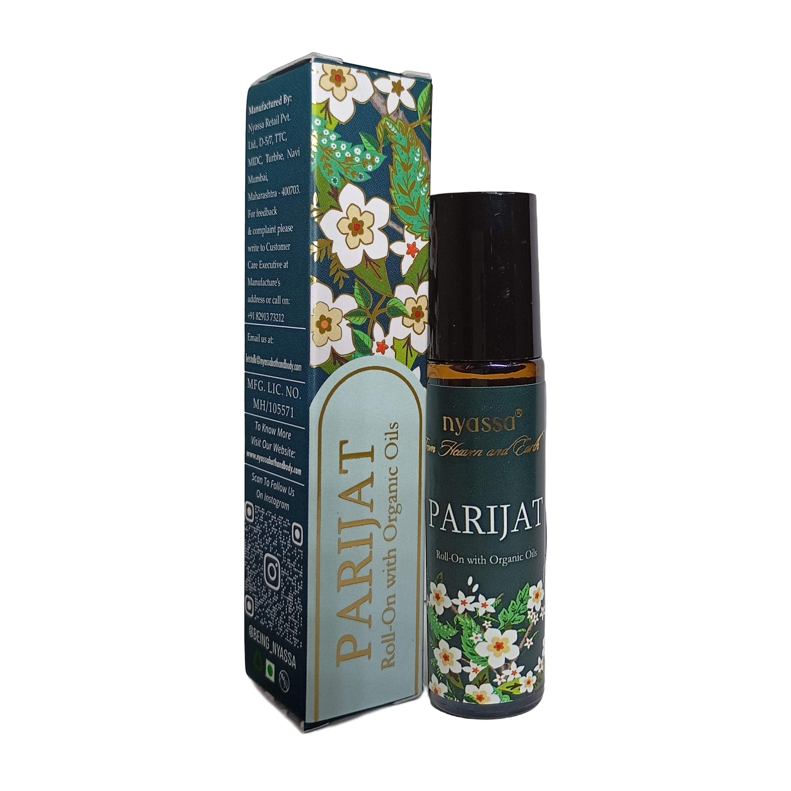 Parijat Roll On with Organic Oils | Organics Cold Pressed Jojoba Oil, Sweet Almond Oil, Fragrance Oil and Vitamin E | 10ml