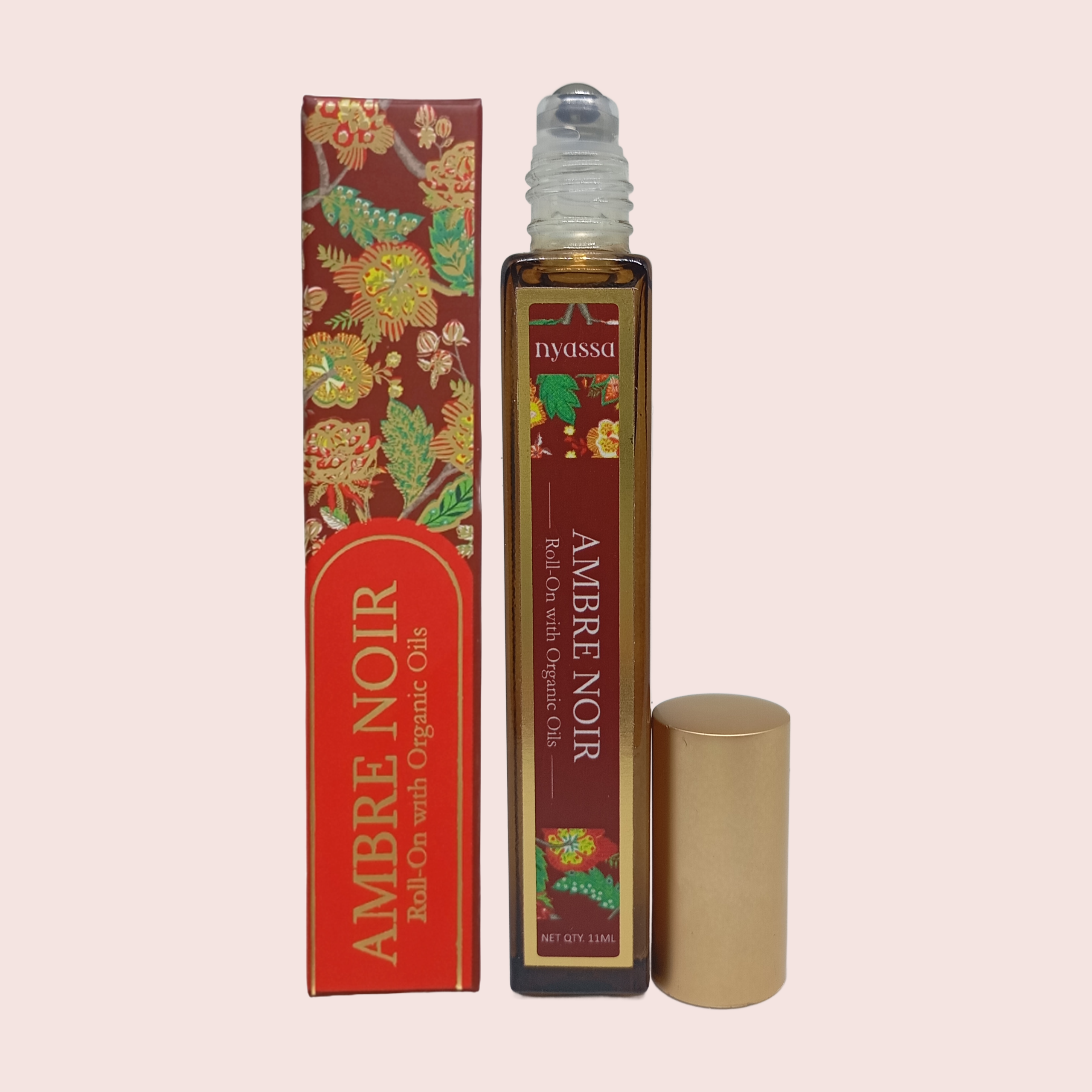Ambre Noir Roll On with Organic Oils | Organic Cold Pressed Jojoba Oil, Sweet Almond Oil, Fragrance Oil and Vitamin E | 11ml
