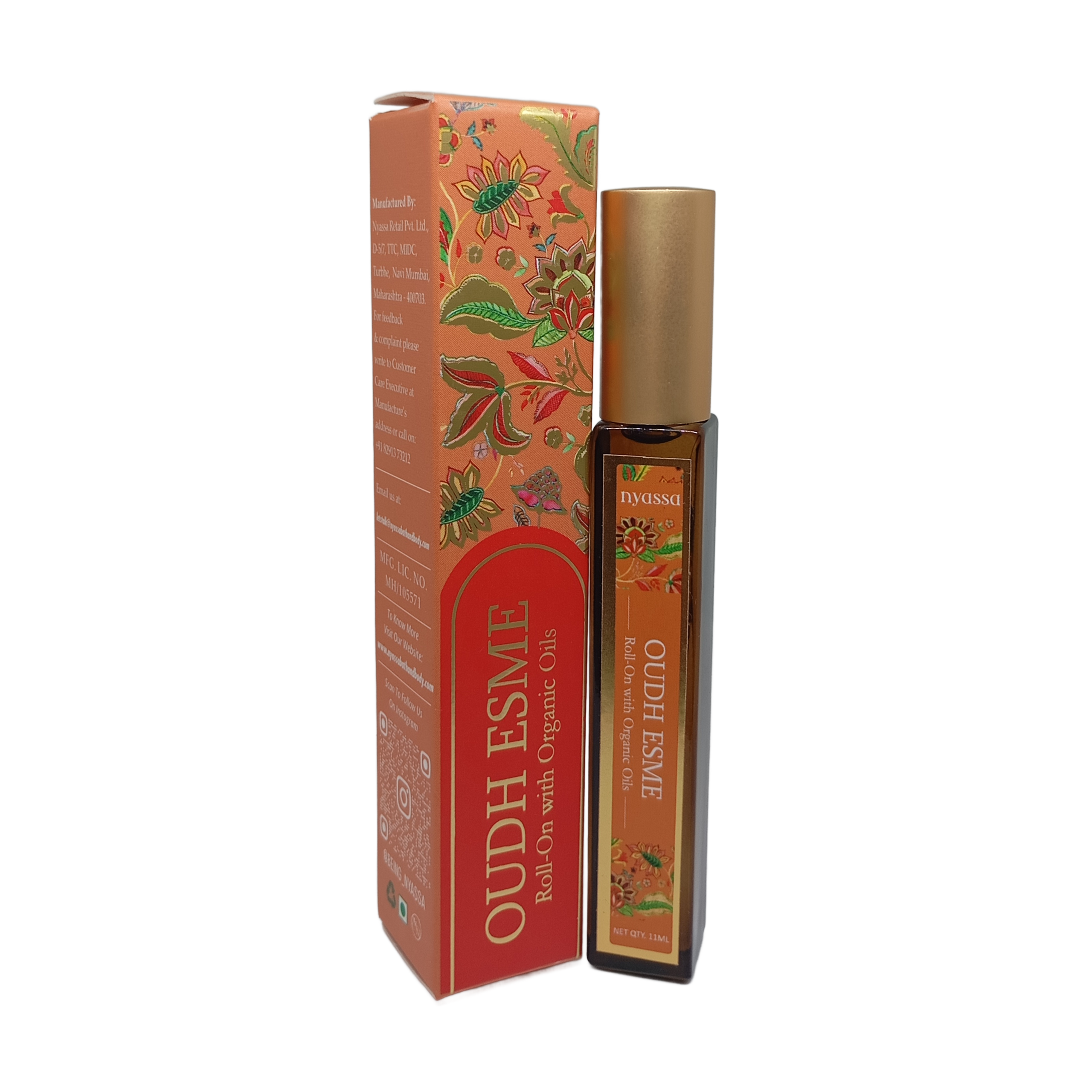 Oudh Esme Roll On with Organic Oils | Organic Cold Pressed Jojoba Oil, Sweet Almond Oil, Fragrance Oil and Vitamin E | 11ml