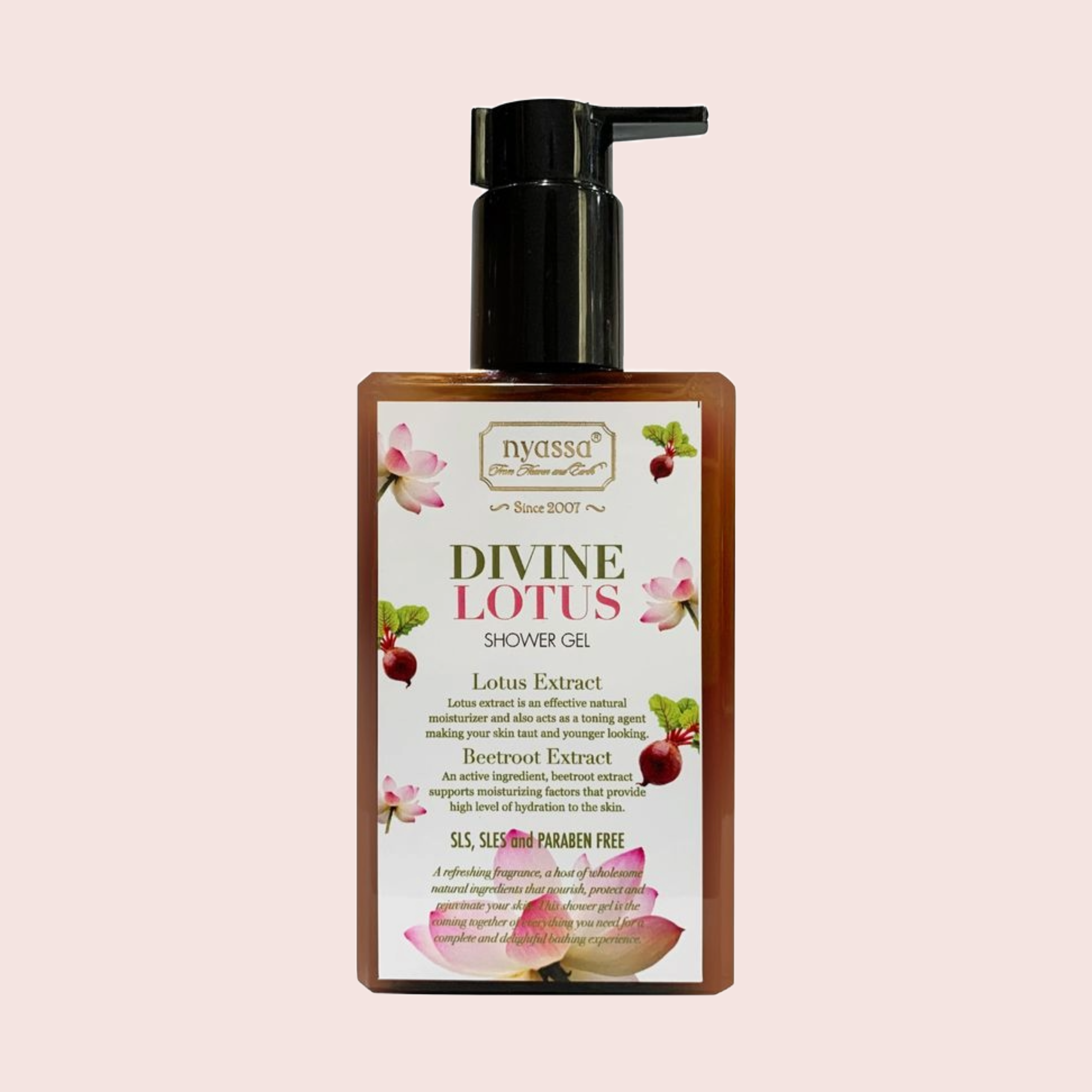 Nyassa Divine Lotus Shower gel 215ml with Lotus extract and Beetroot extract