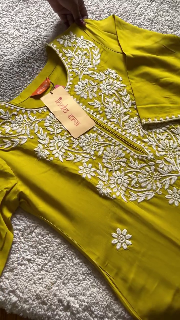 Vibrant Yellow Embroidered Kurta with Stylish Denim Bottoms, Casual and Trendy Wear for Everyday Comfort