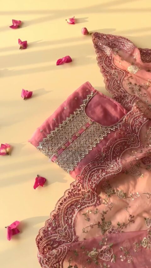 Beautiful Designer Top Orgenza With Sequence Embroidered Work With Pant And Dupatta