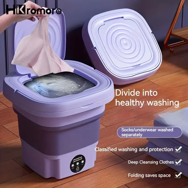 Portable Folding Washing Machine With Collapsible Bucket