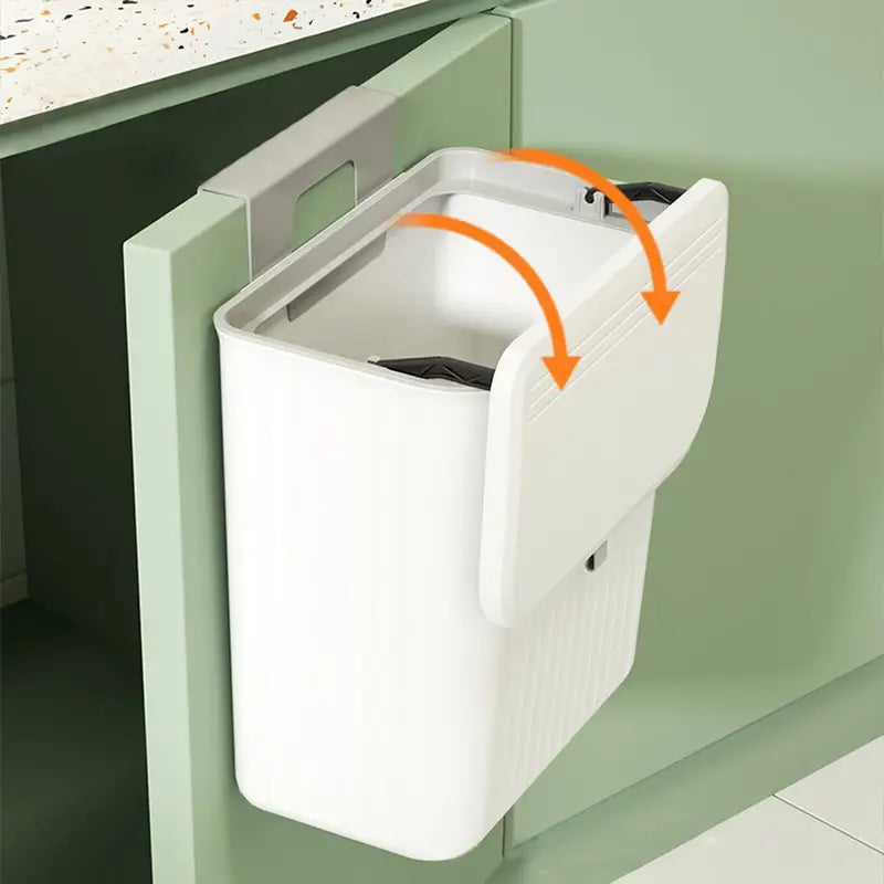Hanging Waste Bin, Wall Mounted Trash Container with Sliding Lid for Home, Kitchen, Bathroom, Cabinet