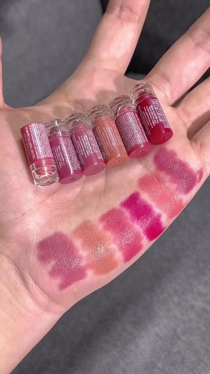 Mini Matte Lipstick Capsule Set – 6 Richly Pigmented Shades Featuring Rosy Pink, Peach Nude, Mauve & Bold Red Tones