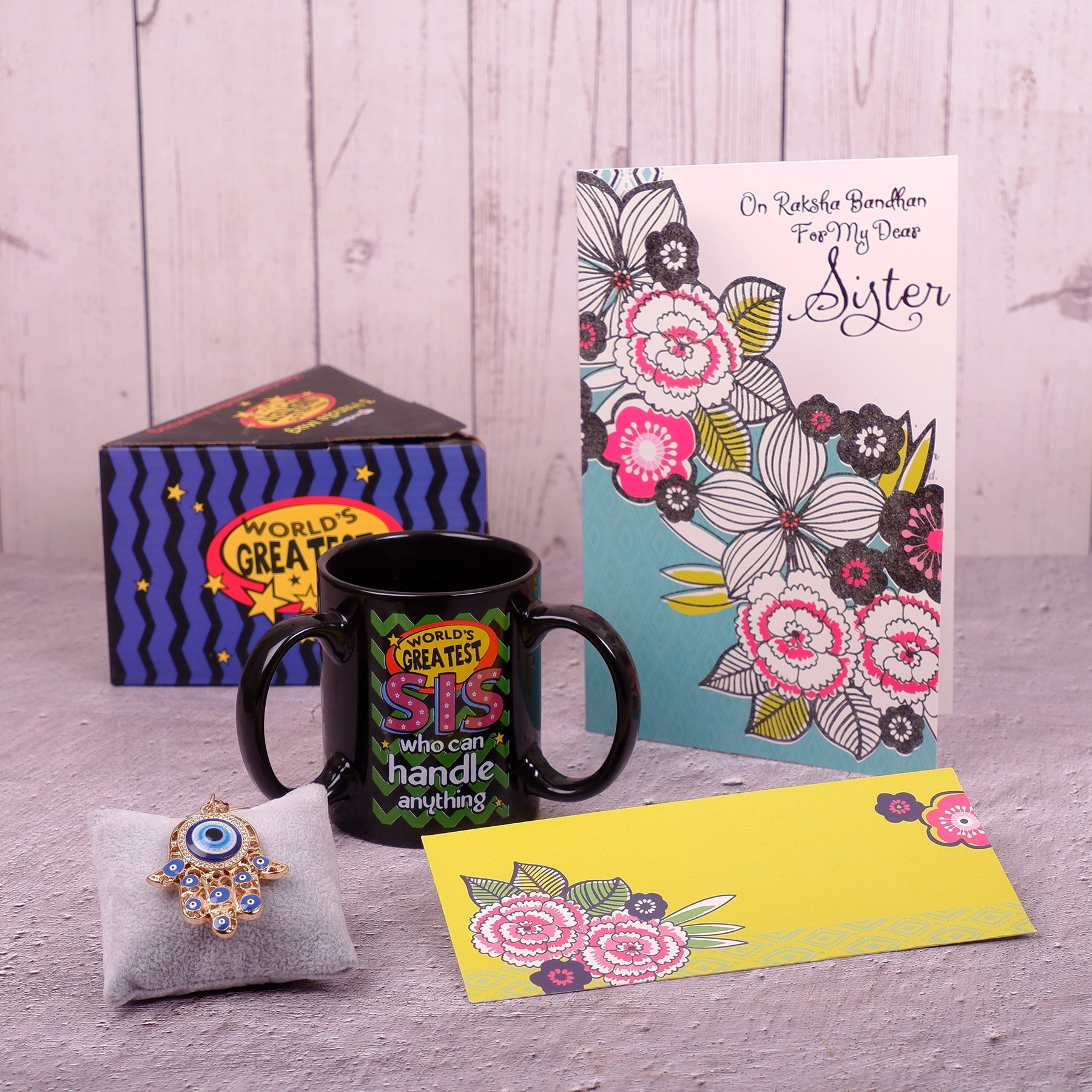 Amazing Evil Eye Keychain With Greeting Card and Mug