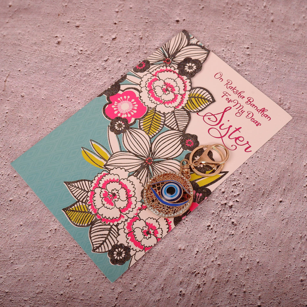 Beautiful Evil Eye Keychain With Greeting Card