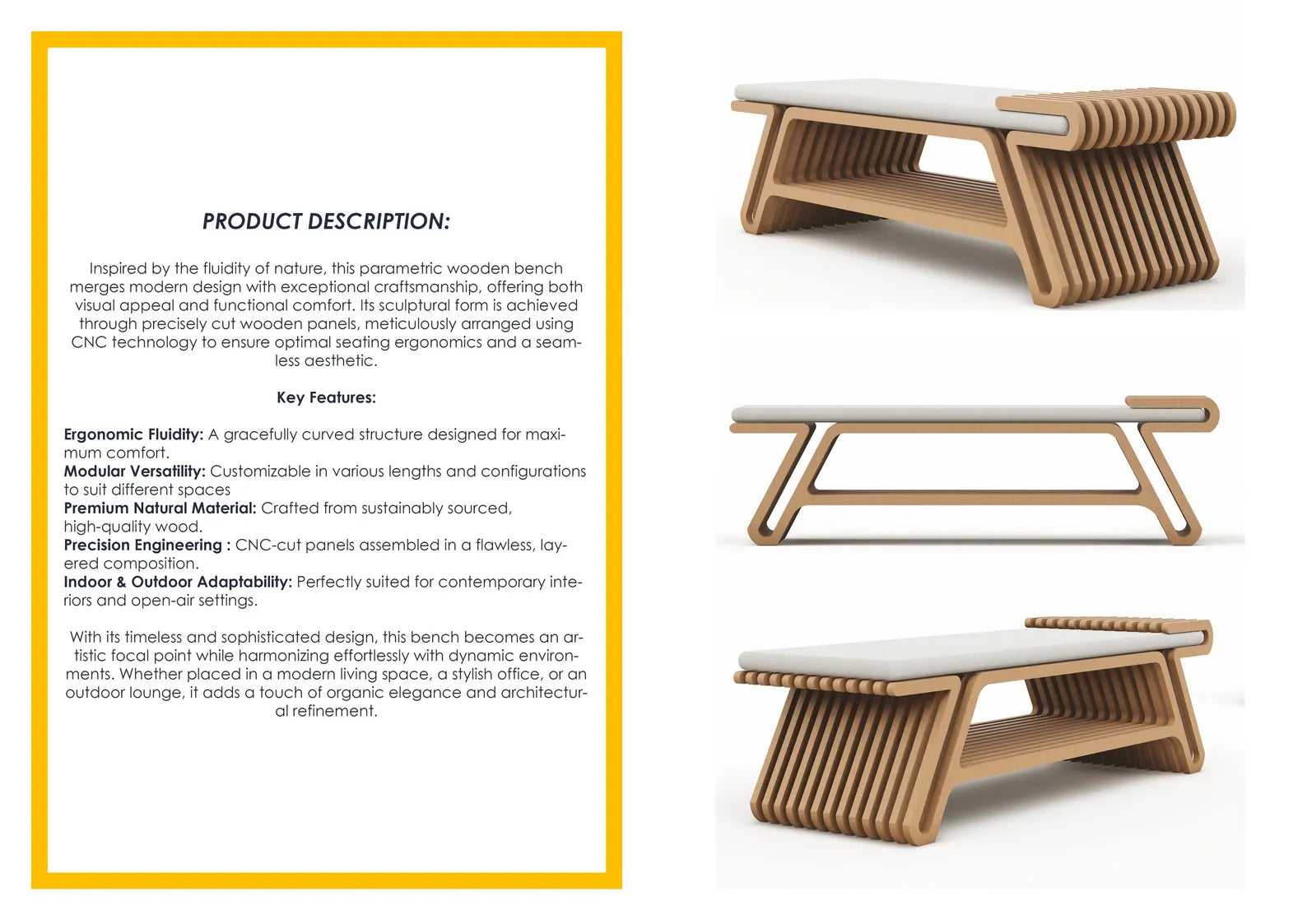 Parametric Bench - ENKI / Wooden Furniture / Digital Files for CNC Cutting Machines & Installation Guide