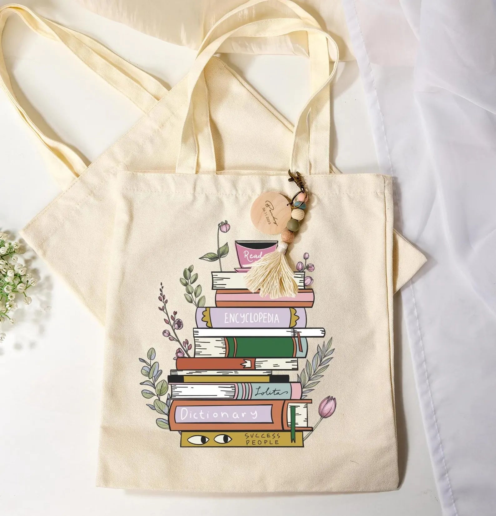 Custom Book Tote Bag, Bookish Personalized Tote Bag,Bookish Gift Idea, Book Lover Gift Idea, Cute Book Bag,Aesthetic Bag,School Campus Bag