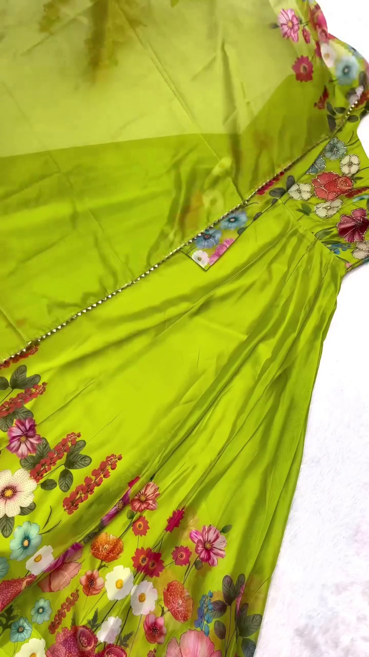 Elegant Floral Embroidered Long Dresses with Sheer Overlay and Beaded Detail in Green and Black