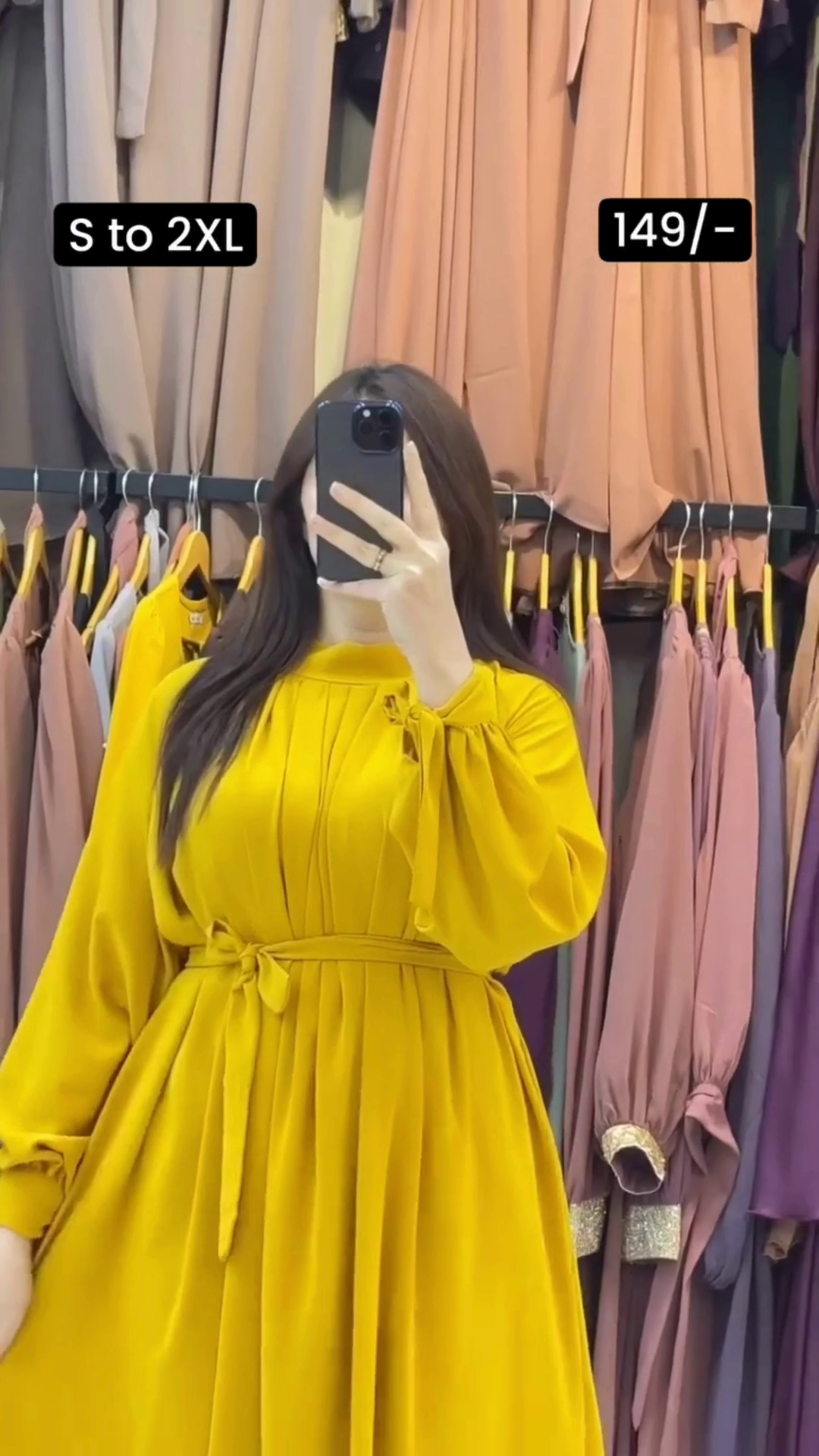 Bright Mustard Yellow Maxi Dress Full-Length Bishop Sleeves, Elegant Pintuck Detailing on the Bodice, Adjustable Waist Tie, and Flowing Silhouette – Perfect for Casual Outings, Modest Fashion, and Everyday Comfort